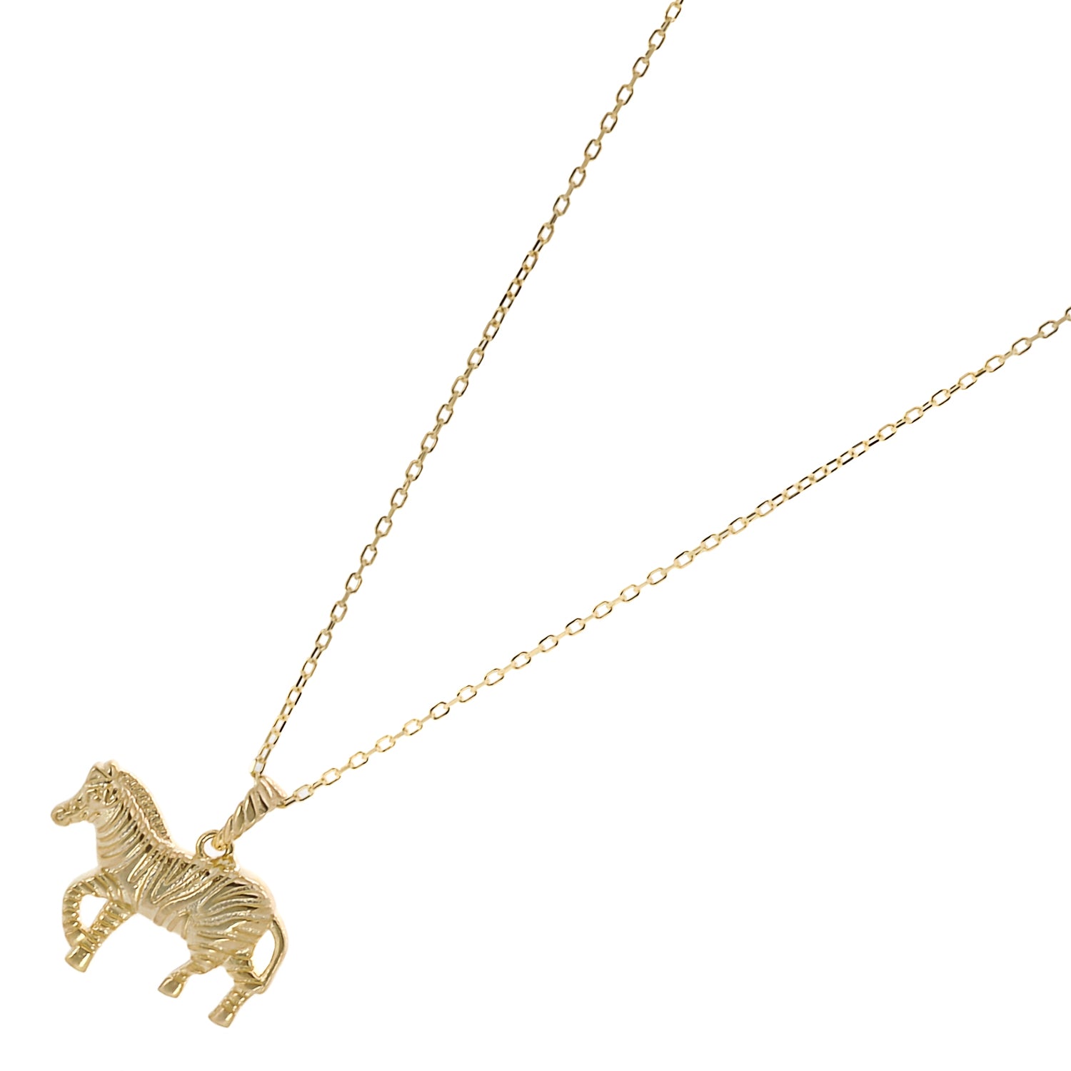A detailed shot of the Gold Zebra Necklace, highlighting the radiant shine of the 18K gold plated chain.