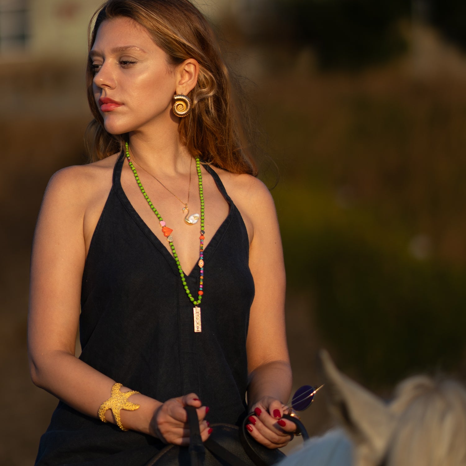 Golden Spiral Seashell Earrings