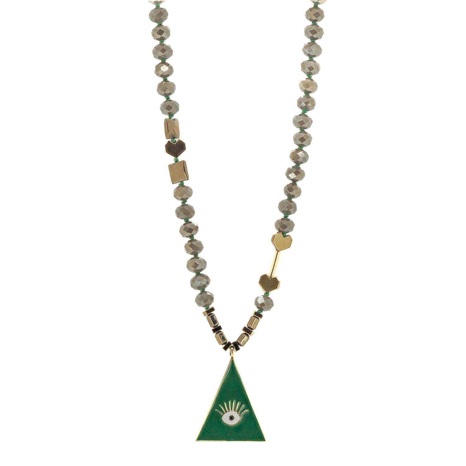 Green Evil Eye Pendant Beaded Harmony Necklace