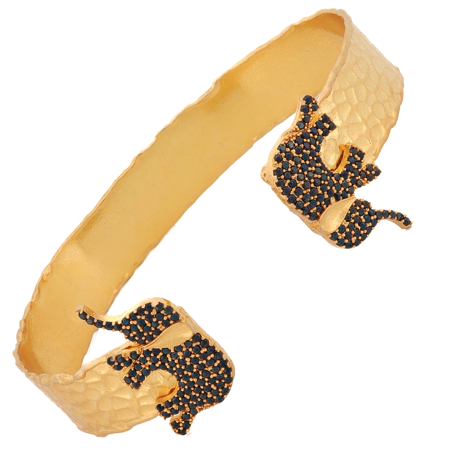Guardian Black Elephant Gold Cuff Bracelet