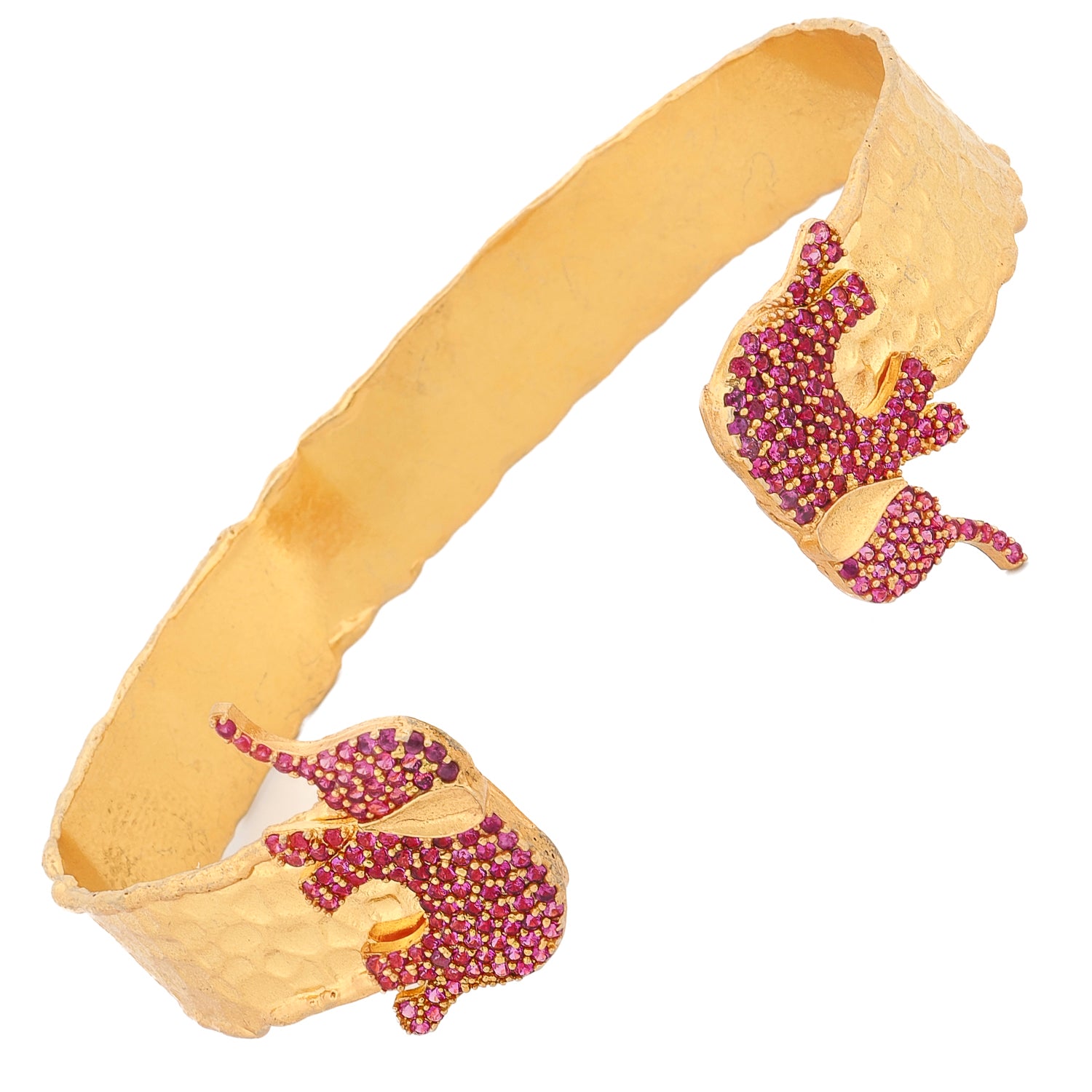 Guardian Ruby Elephant Gold Cuff Bracelet