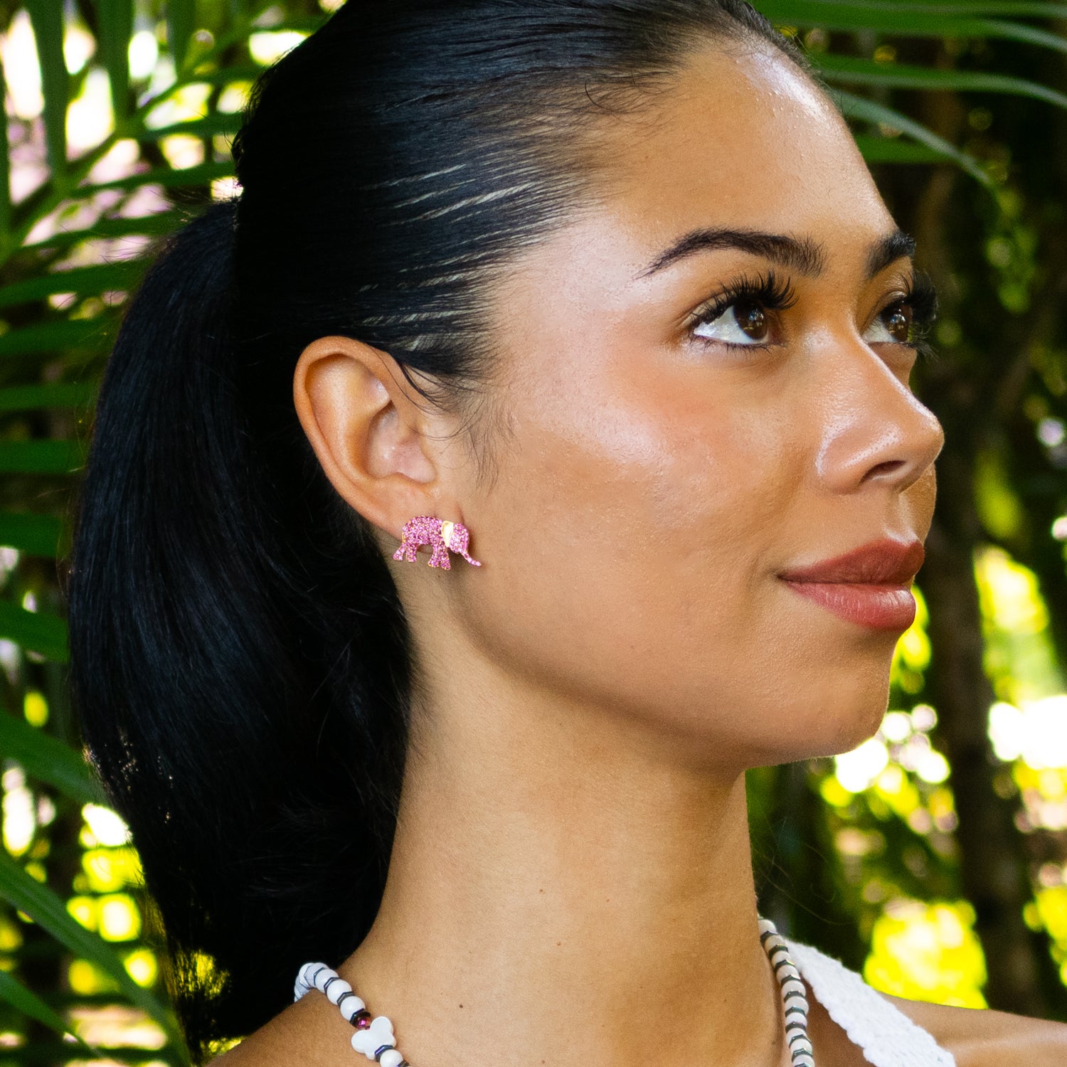 Guardian Ruby Elephant Gold Stud Earrings