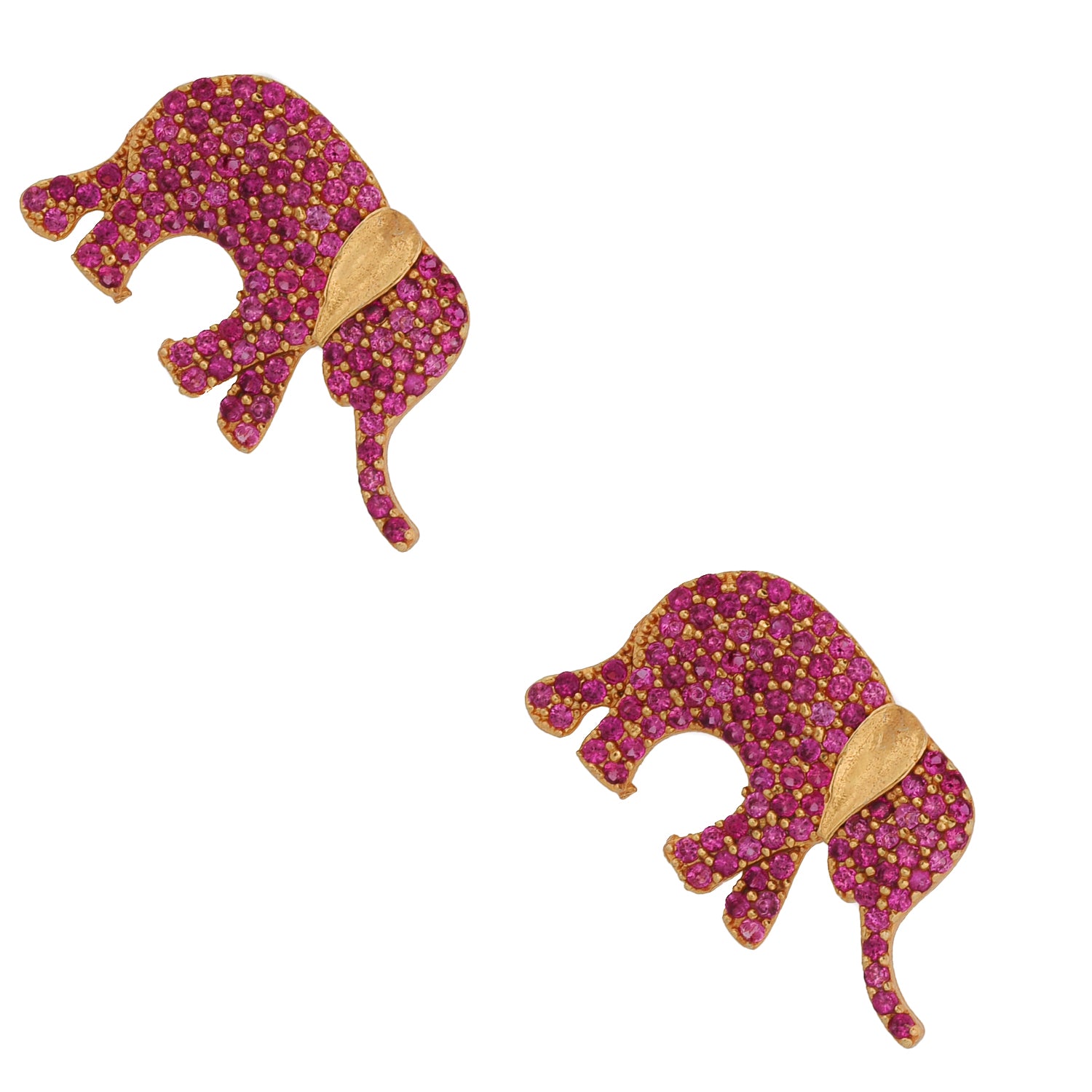 Guardian Ruby Elephant Gold Stud Earrings
