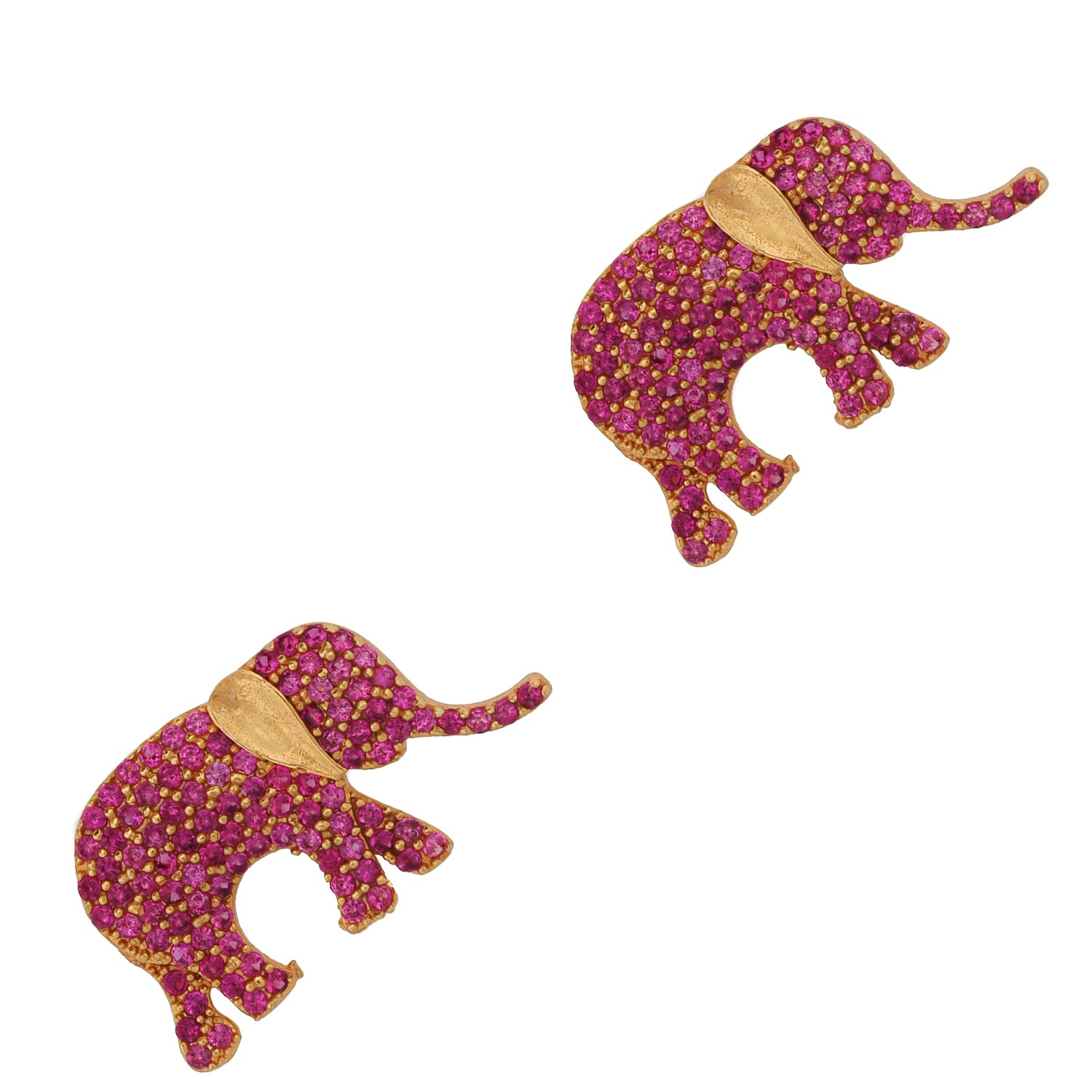 Guardian Ruby Elephant Gold Stud Earrings