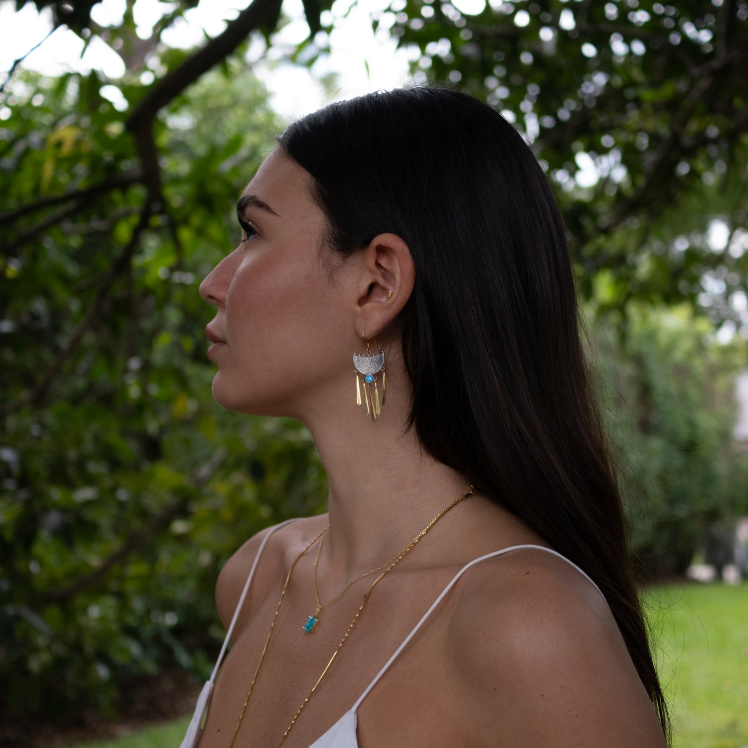 Gypsy Spirit Two Tone Opal Dangle Earrings