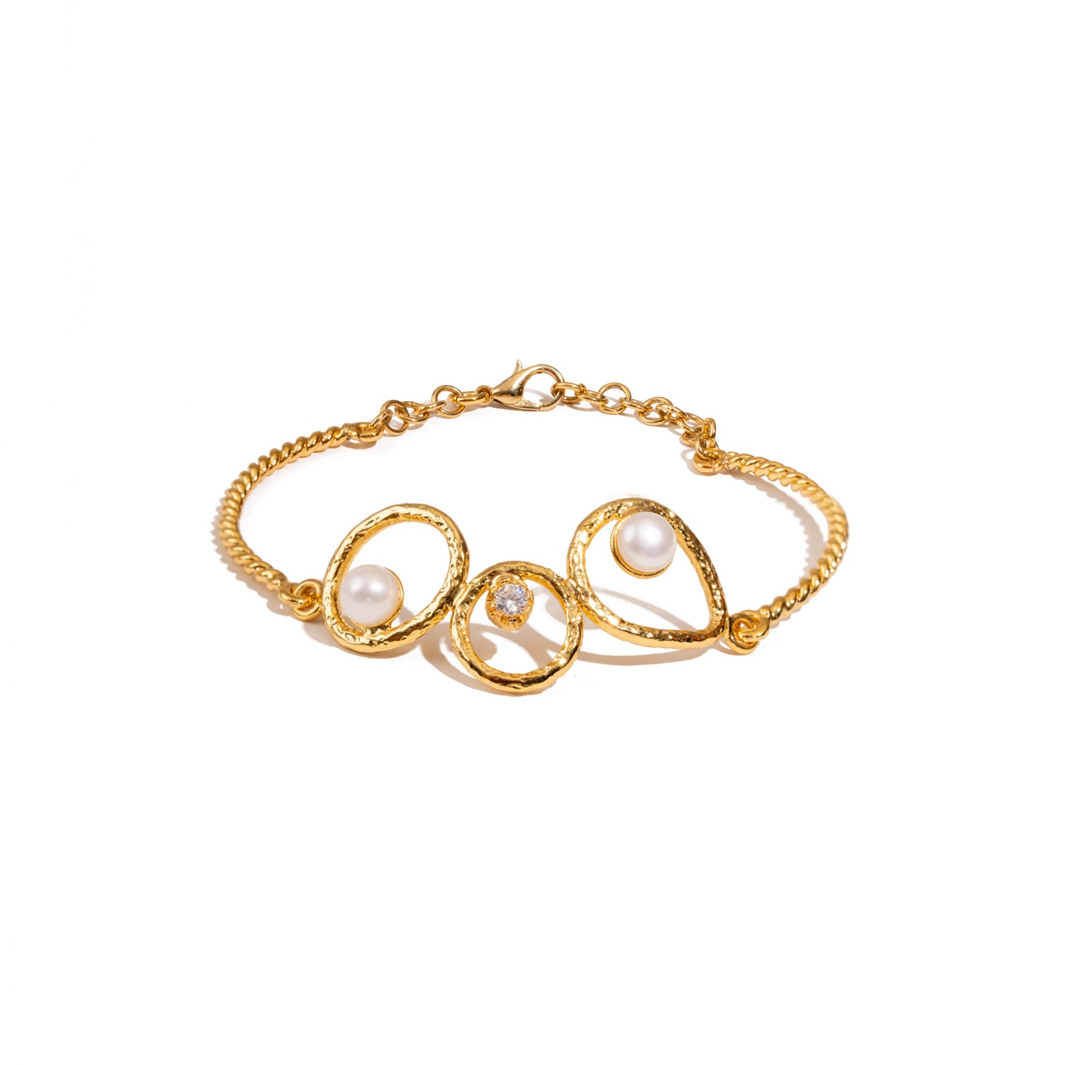 Handmade Radiance Pearl &amp; Gold Adjustable Bracelet