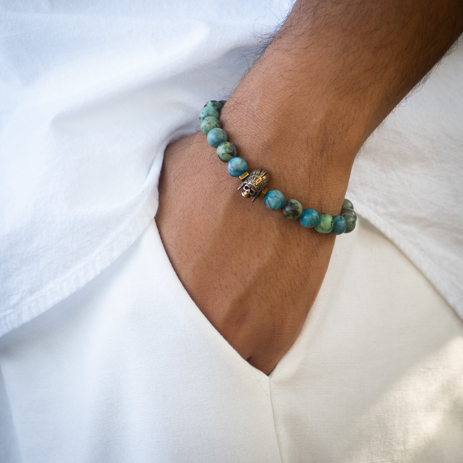 Indian Men Turquoise Beaded Bracelet