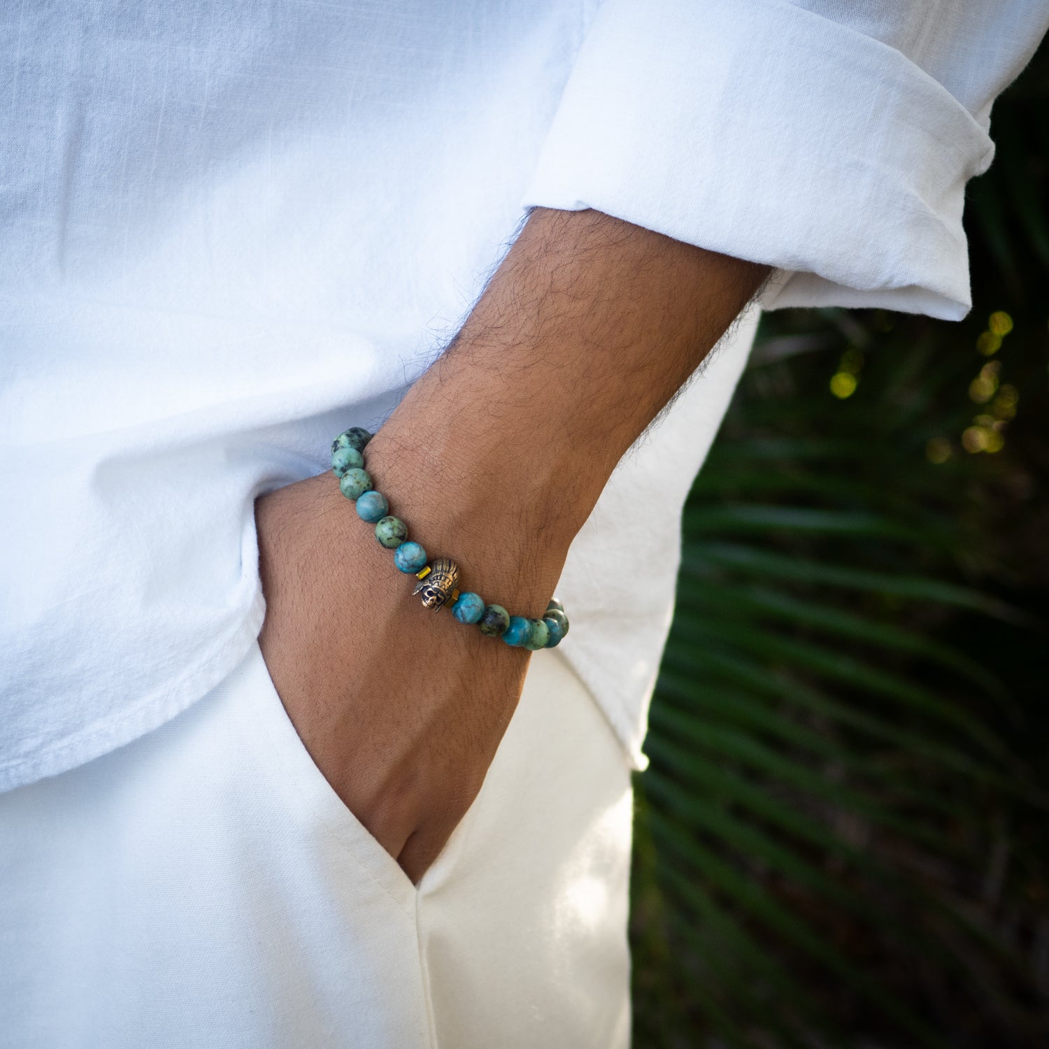 Indian Men Turquoise Beaded Bracelet