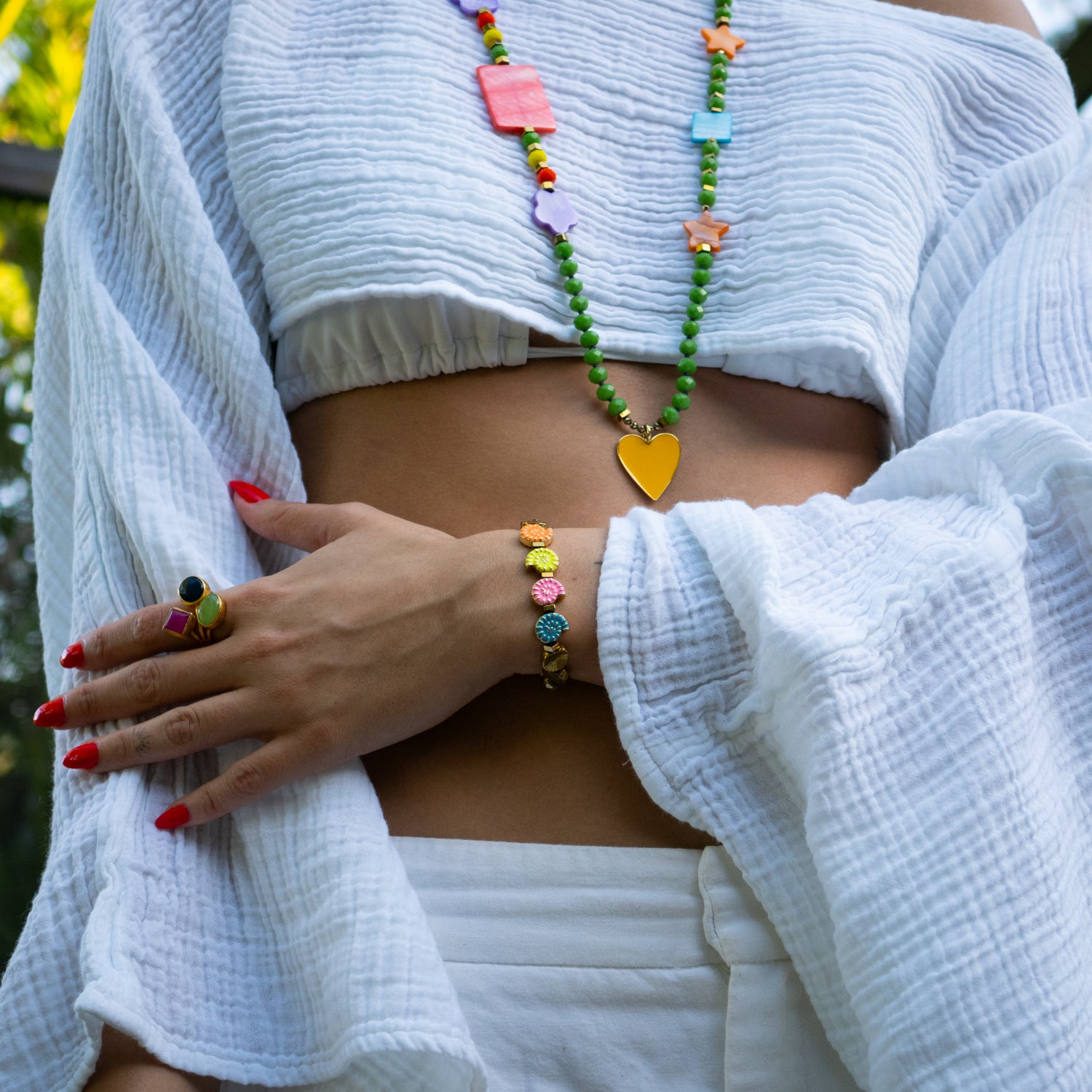 Joyful Sea Shell Colorful Beaded Bracelet