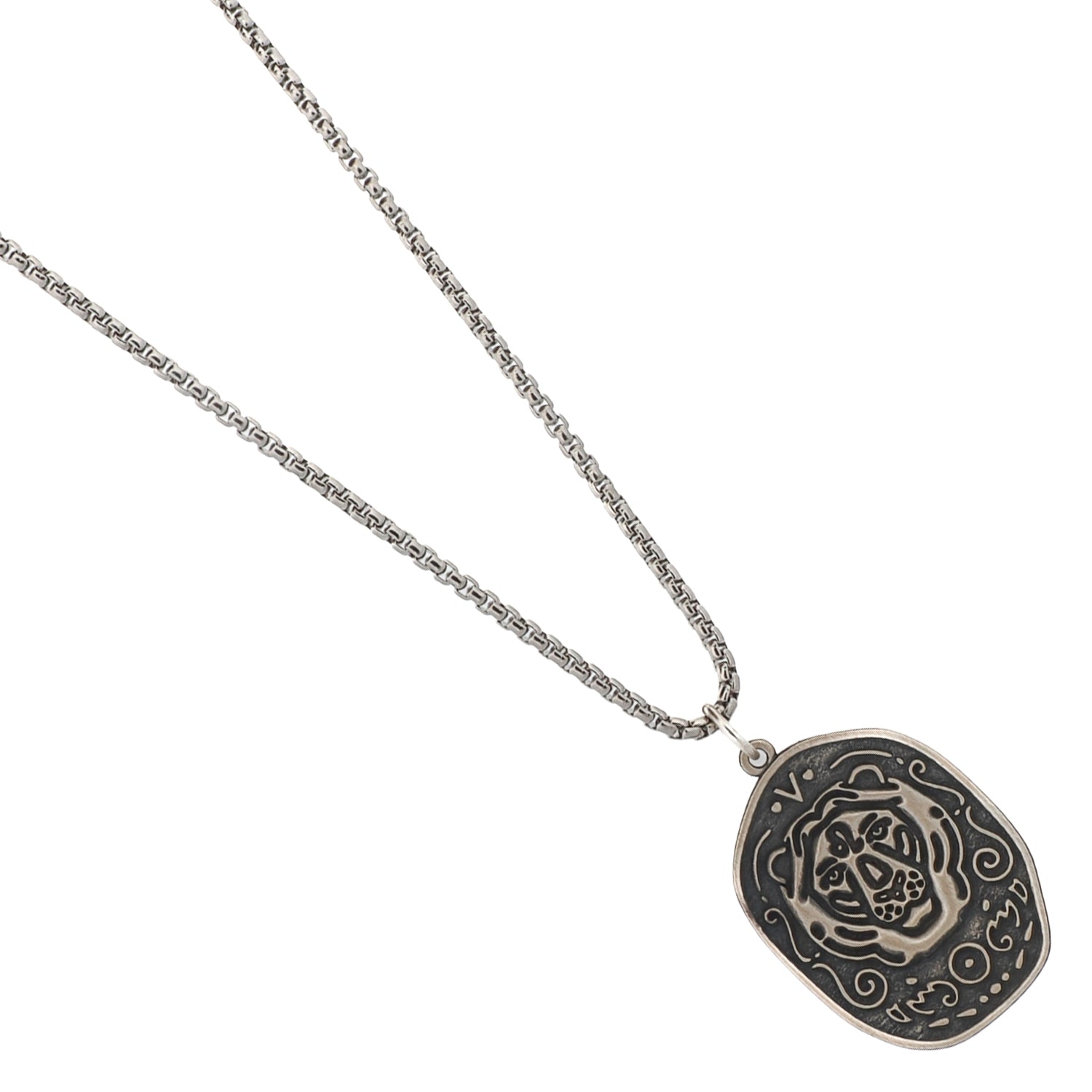 Leo King Sterling Silver Men Necklace with complete 22-inch chain and detailed Leo lion pendant — handmade mens zodiac jewelry
