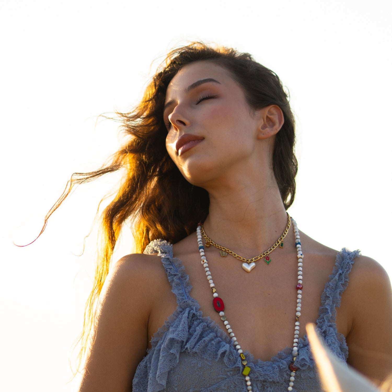 Love in Bloom necklace with gold-plated chain and colorful spring-inspired charms for women