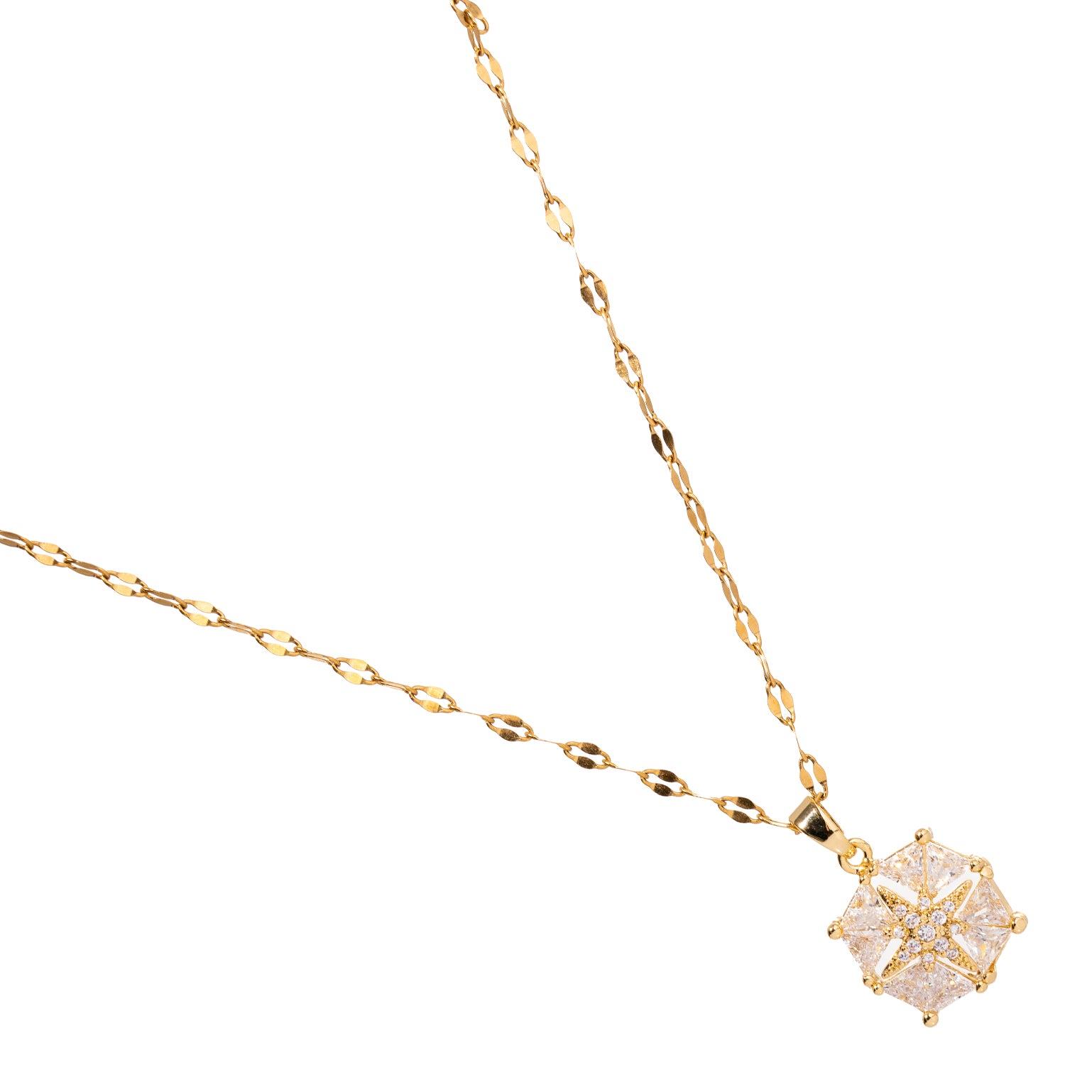 Gold Vermeil Necklace with Guiding Star and Diamonds for Spiritual Protection and Stylish Design
