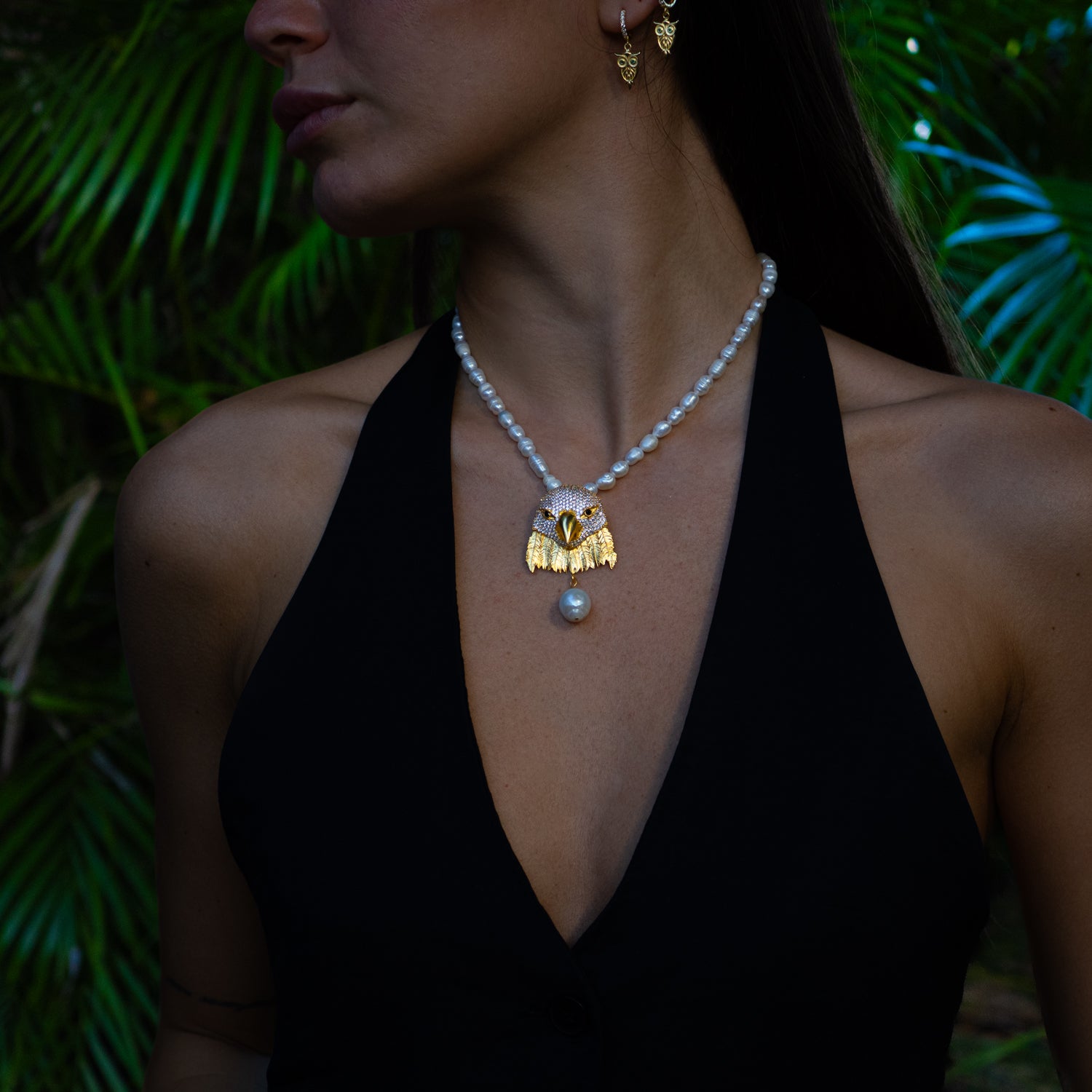 Majestic Eagle Pearl Statement Necklace