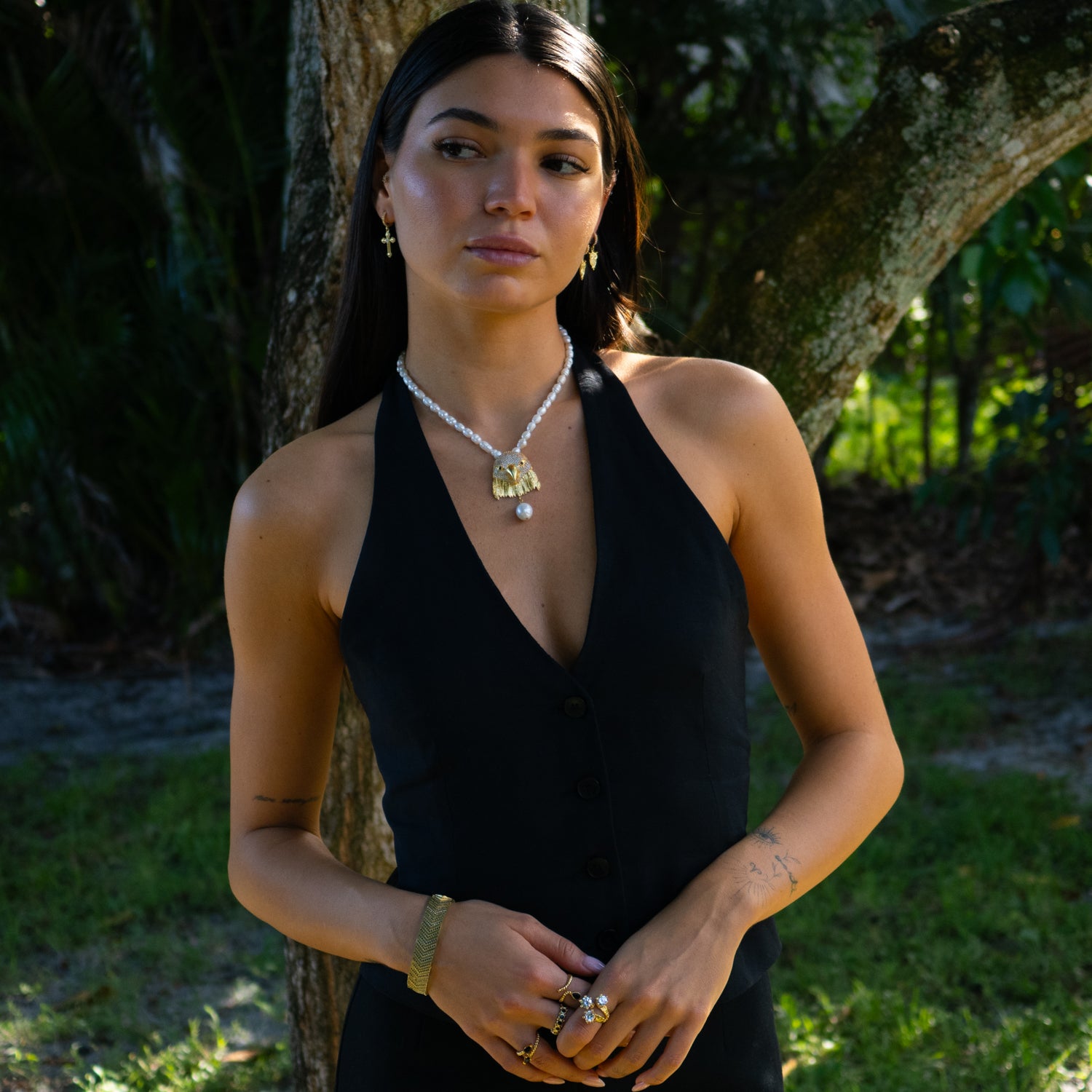 Majestic Eagle Pearl Statement Necklace