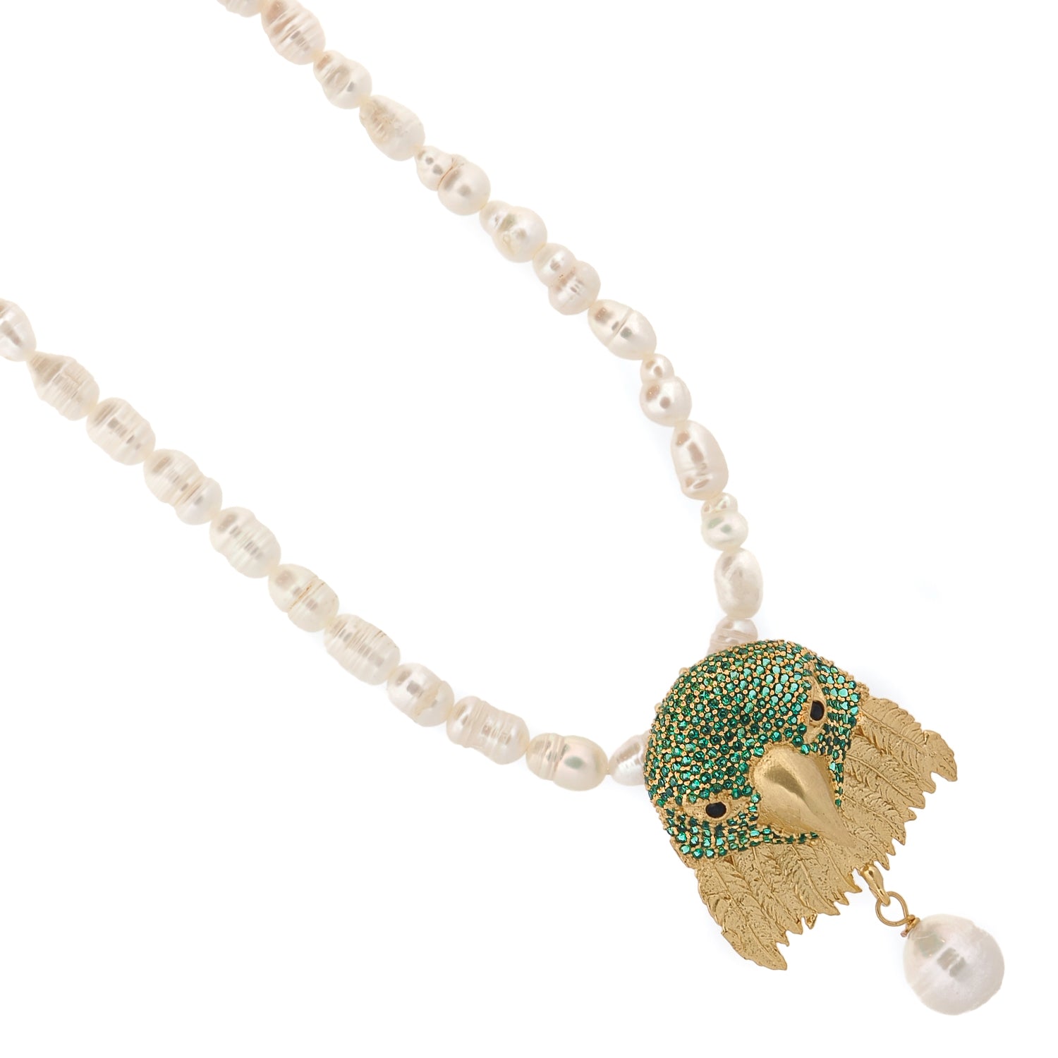 Majestic Emerald Eagle Pearl Necklace