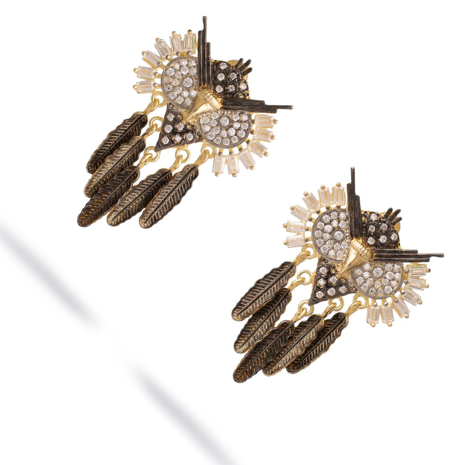Midnight Owl Sparkling Feather Earrings