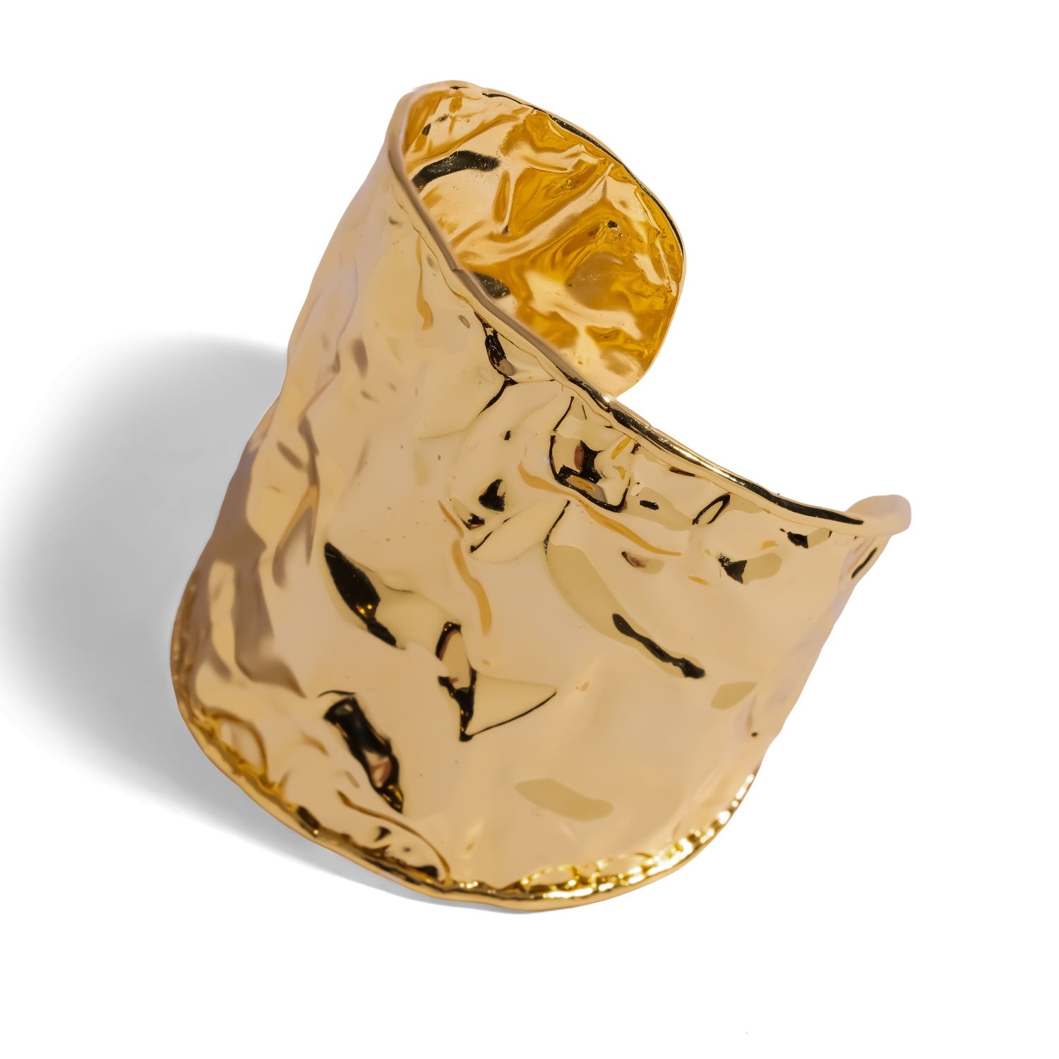 Molten Wave Wide Gold Statement Cuff Bracelet