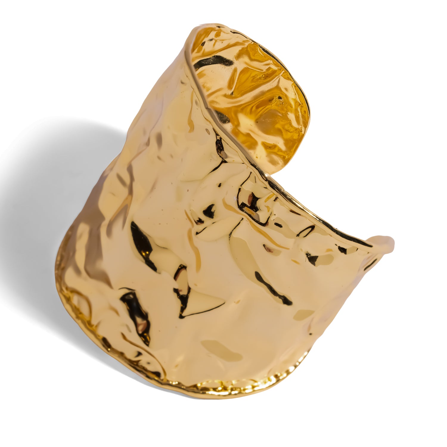 Molten Wave Wide Gold Statement Cuff Bracelet