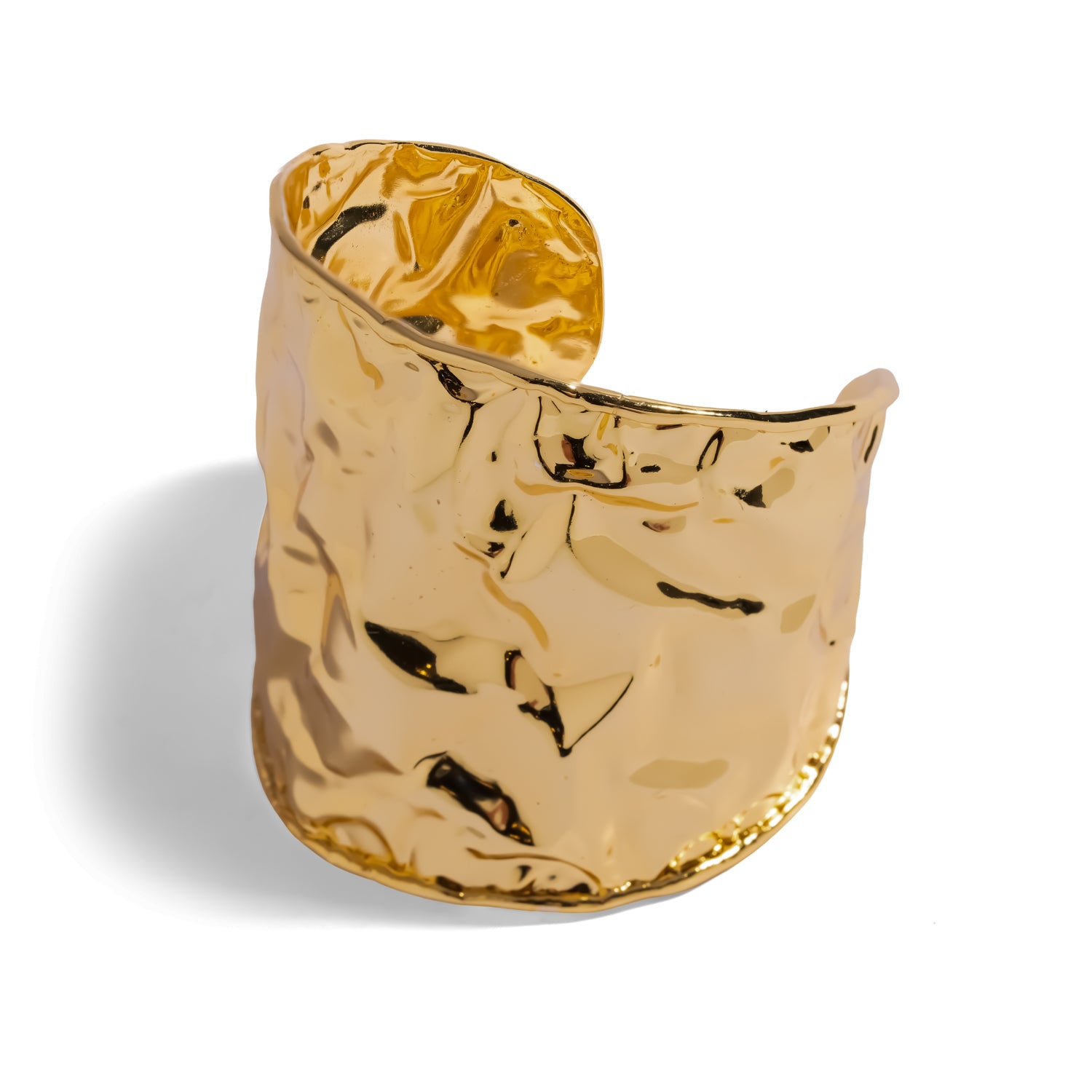Molten Wave Wide Gold Statement Cuff Bracelet