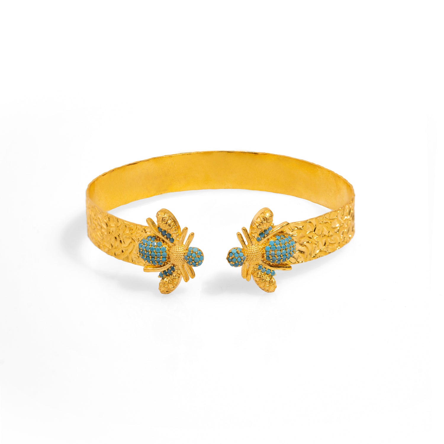 Mystic Design Gold &amp; Turquoise Honey Bee Cuff Bracelet