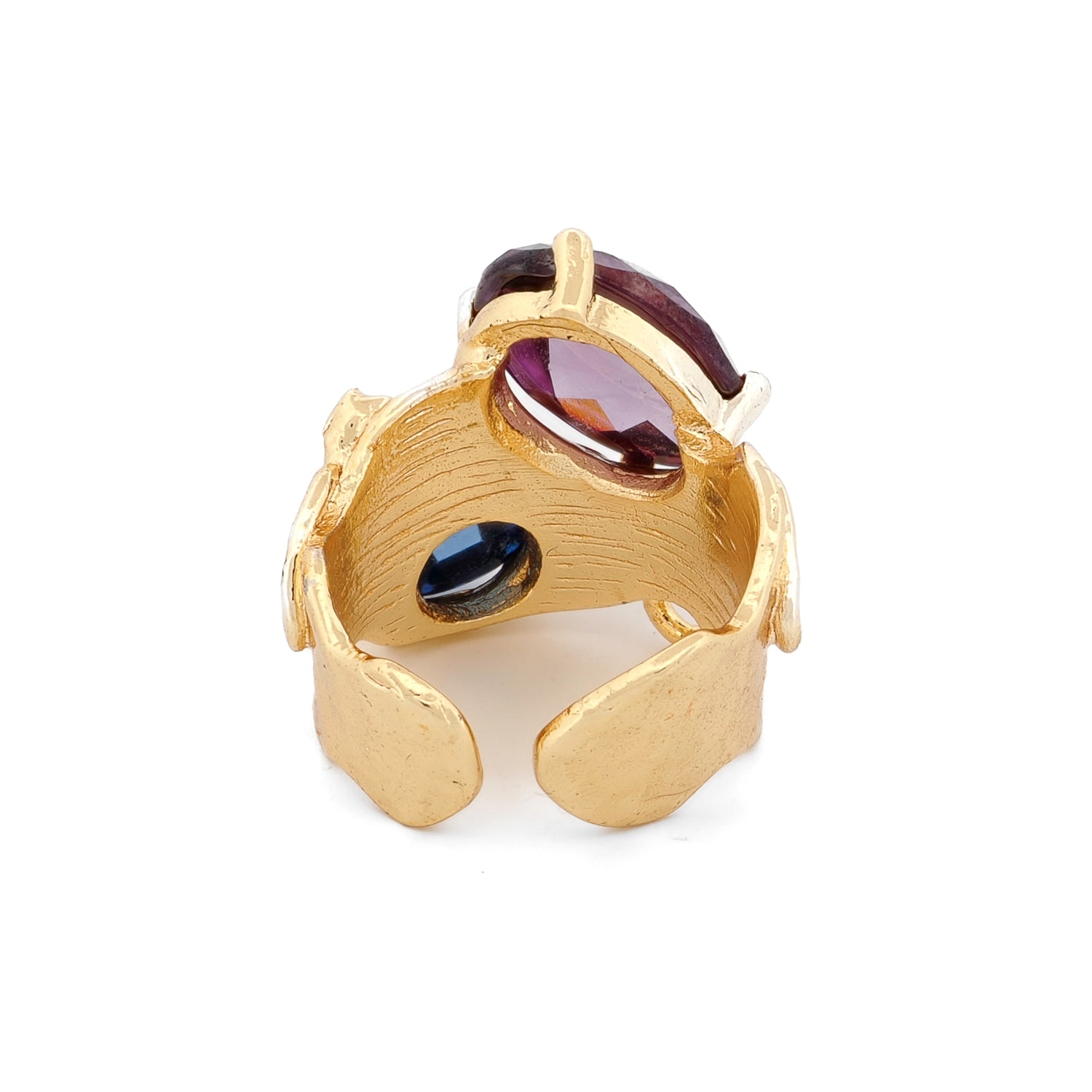 Mystic Duo Amethyst &amp; Sapphire Gold Statement Ring