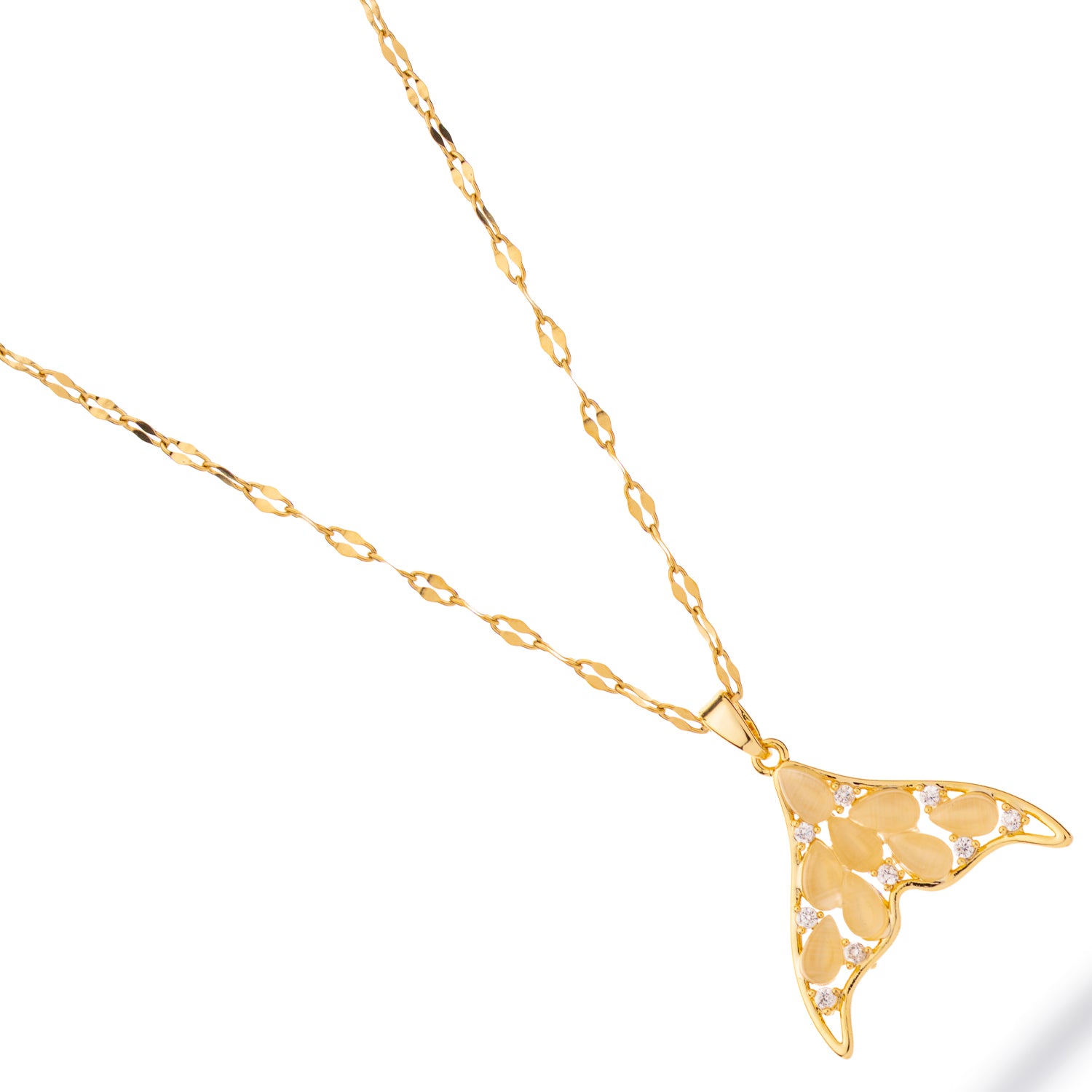 Mystic Mermaid Tail Gold Pendant Necklace