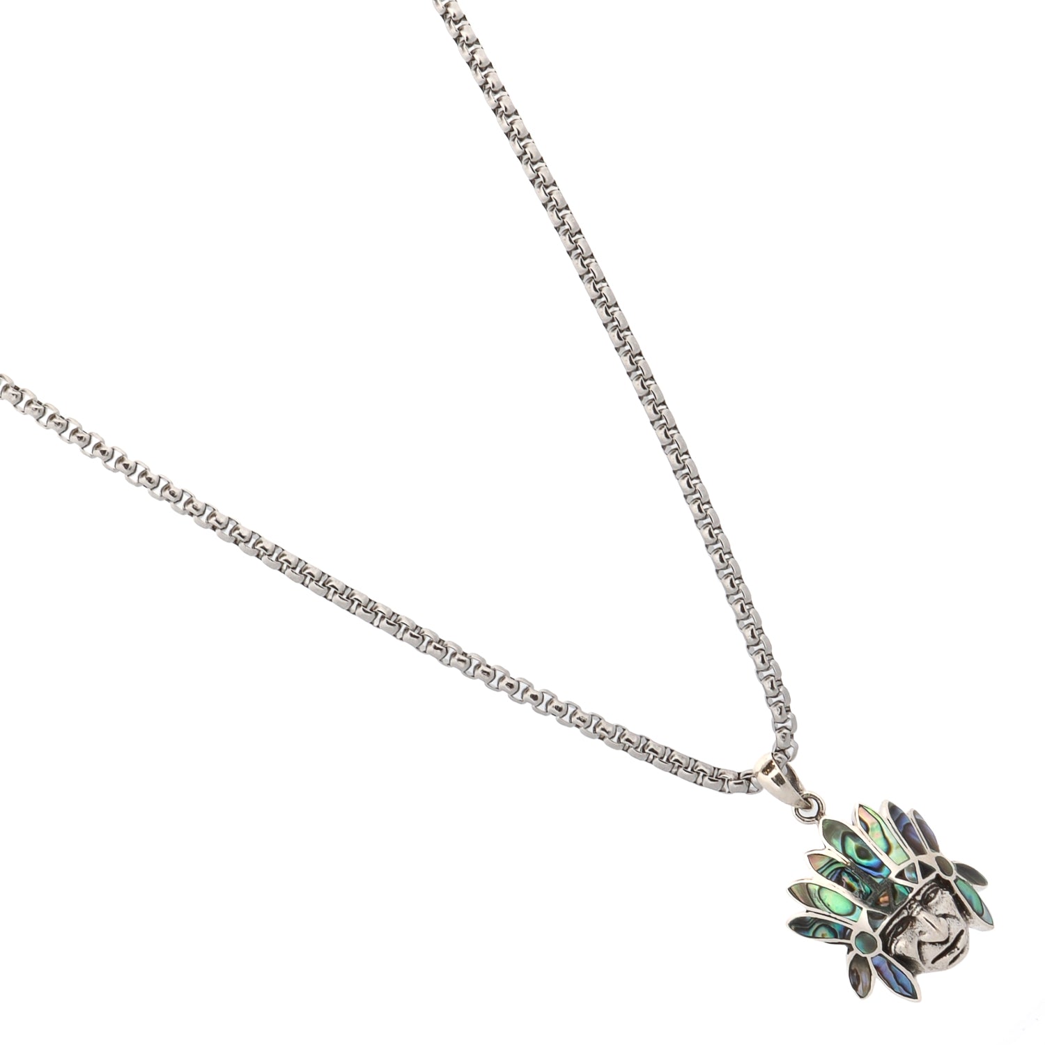 Mystic Pearl Inlay Chief Pendant Necklace