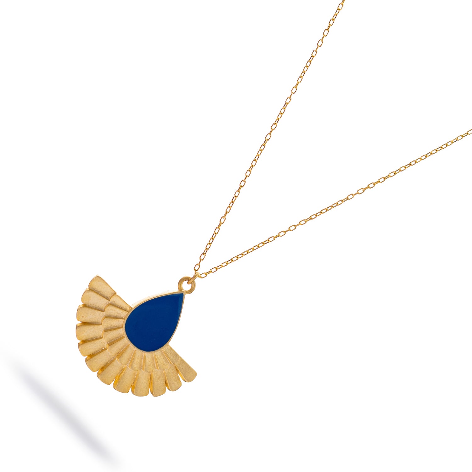 Mystic Ra Blue Enamel Gold Necklace