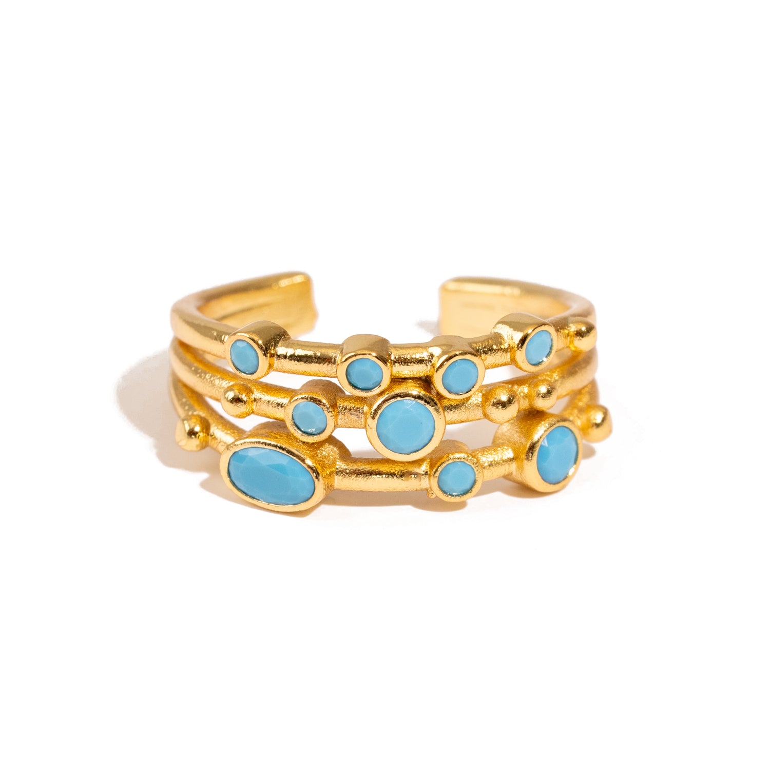 Mystic Waves Turquoise Gold Adjustable Ring