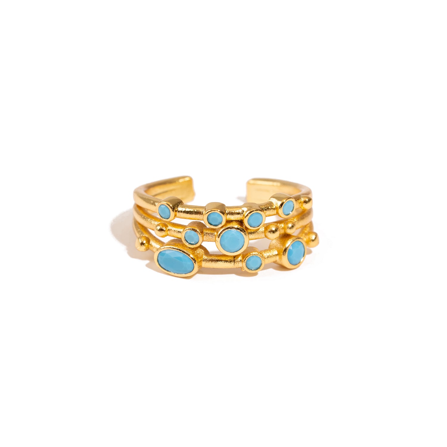 Mystic Waves Turquoise Gold Adjustable Ring