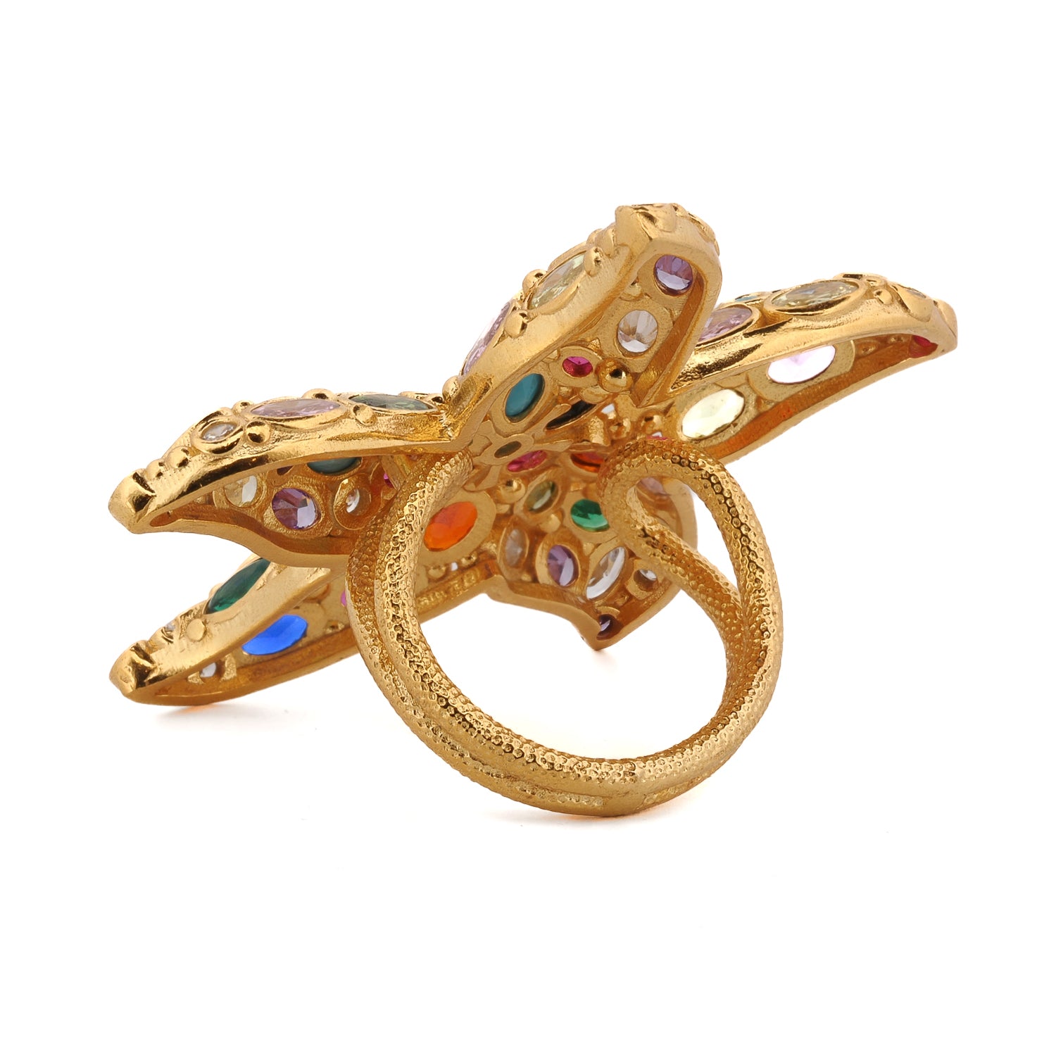 Ocean Goddess Multicolor Starfish Gold Adjustable Ring