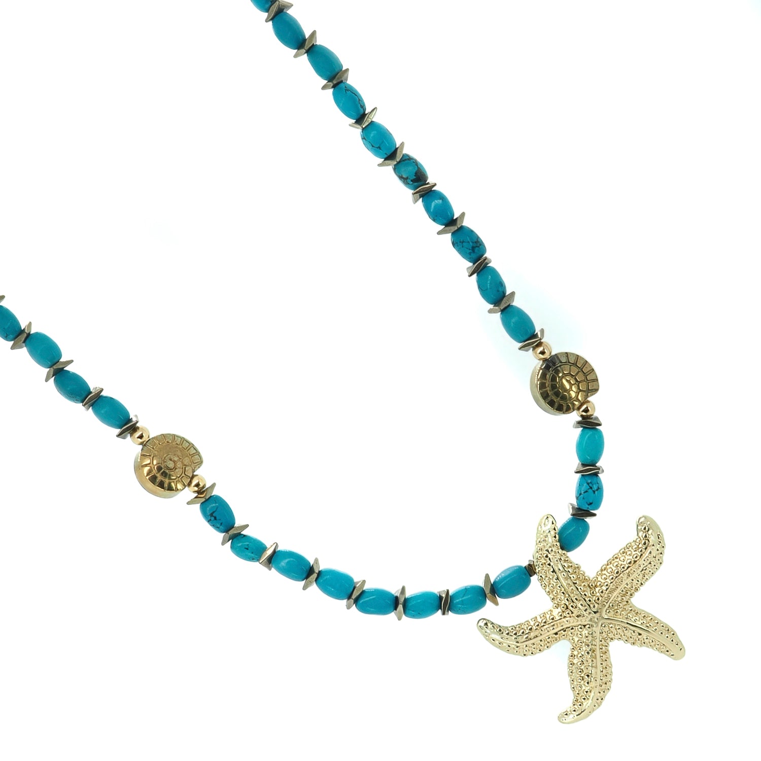 Ocean Spirit Starfish &amp; Turquoise Choker Necklace