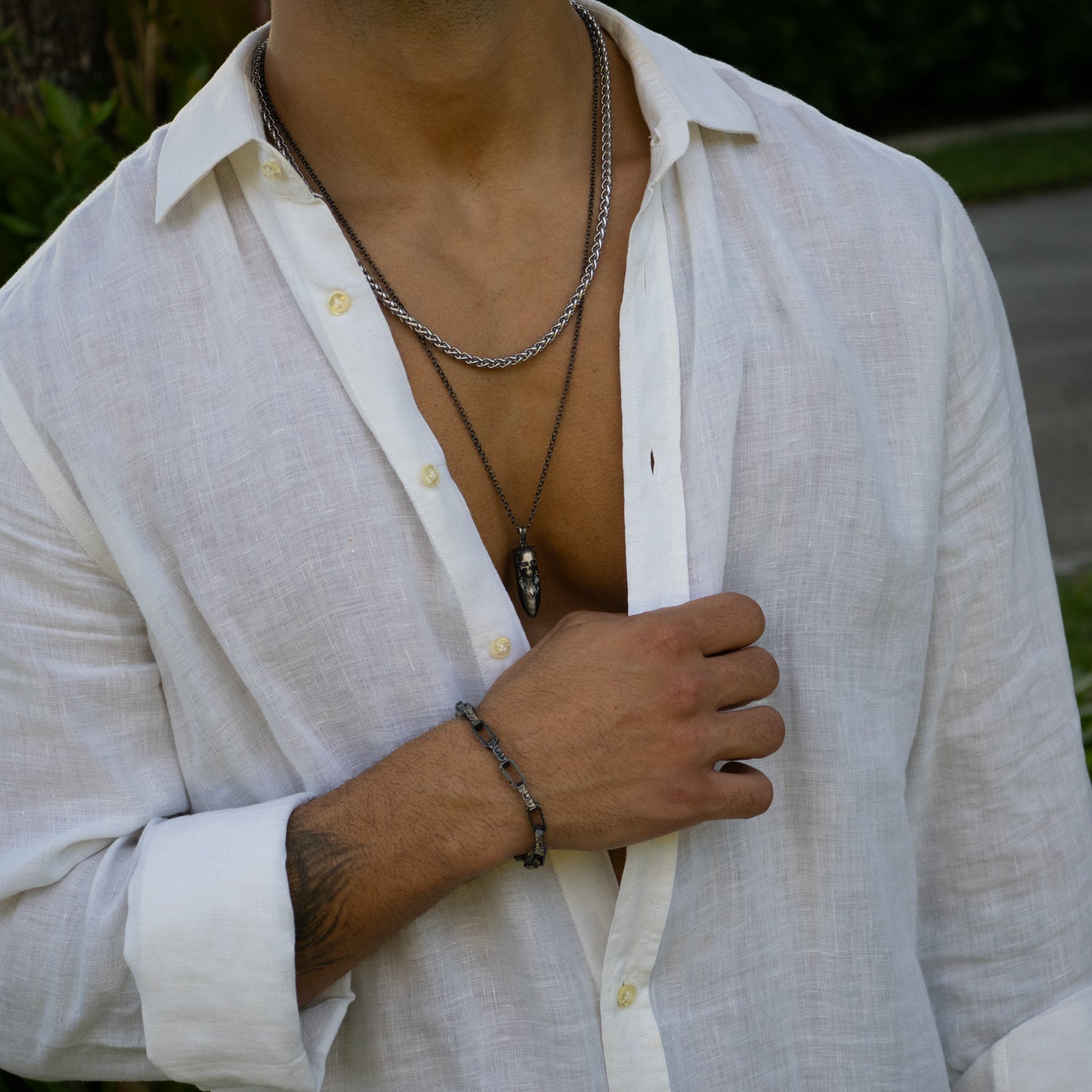 PowerLink Stainless Steel Style Men’s Silver Chain Necklace