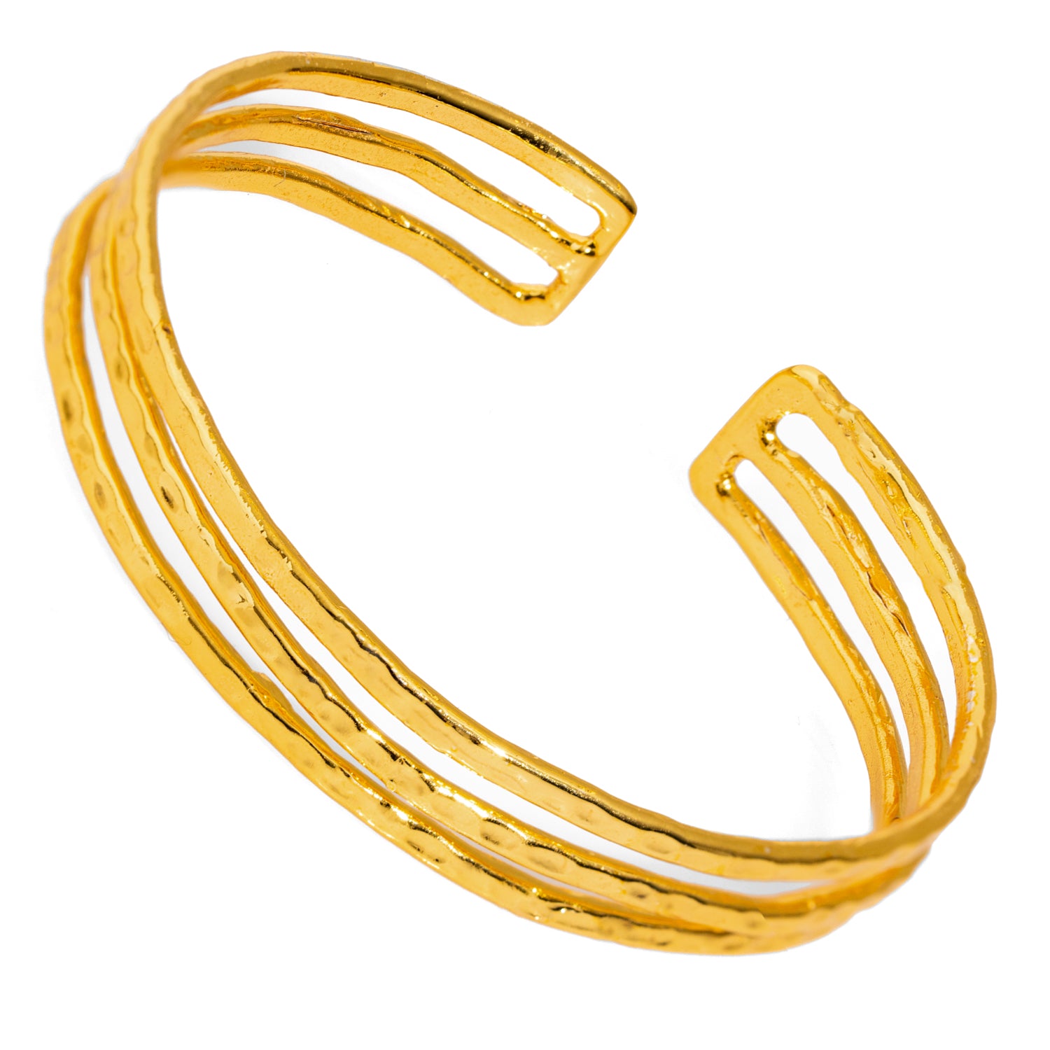 Minimalist Gold Cuff Bracelet with Three Delicate Cuffs for Effortless Chic
