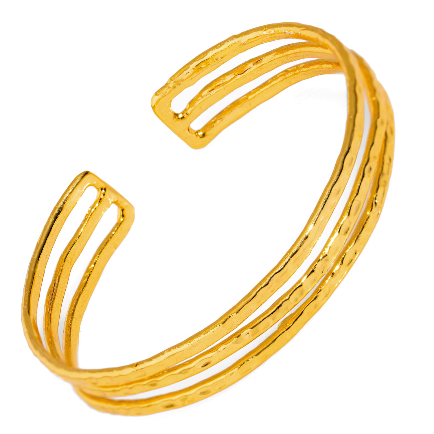 Handcrafted 24K Gold Trio Cuff Bracelet for a Sleek, Timeless Look
