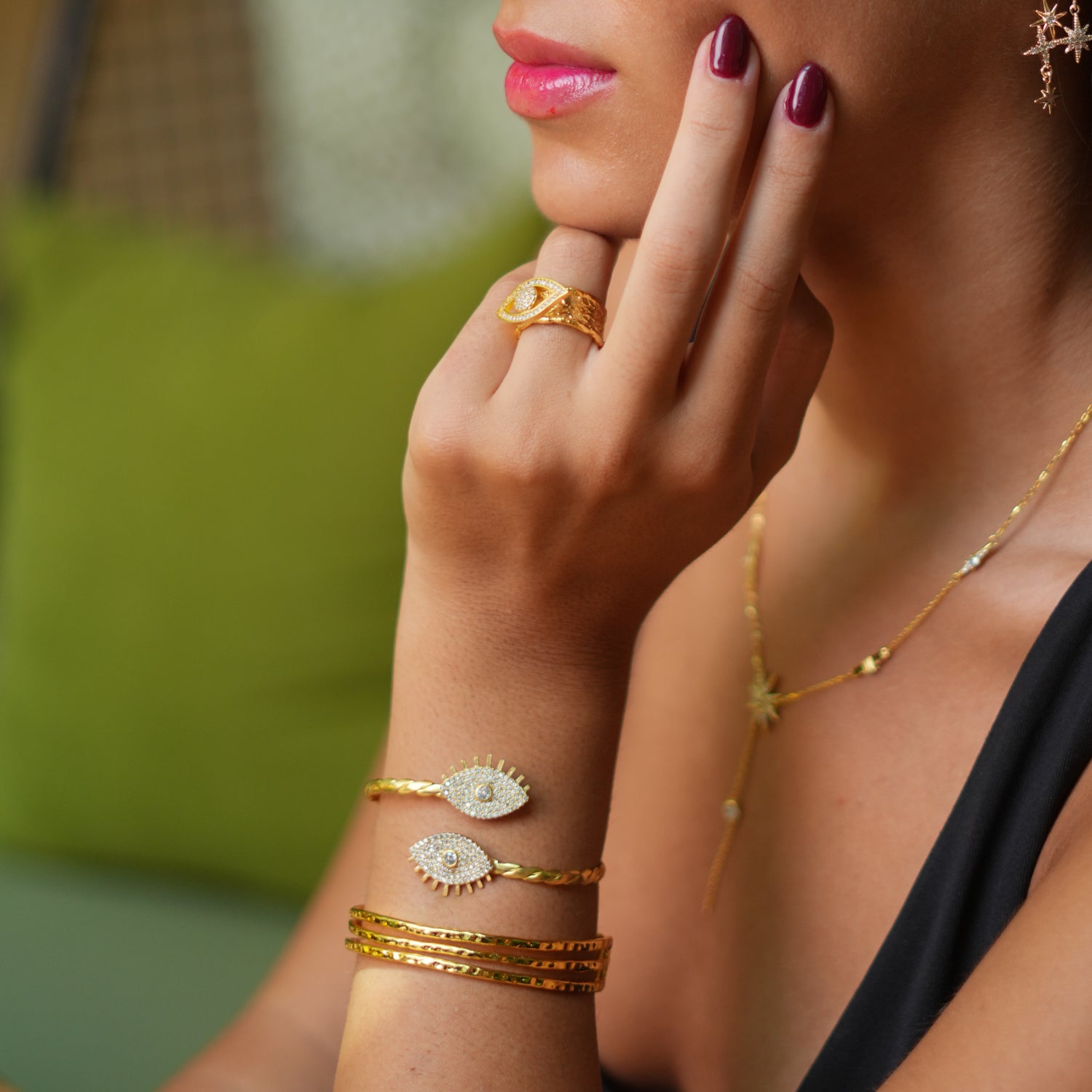 Gold-Plated Trio Minimalist Cuff Bracelet for Simple, Refined Style
