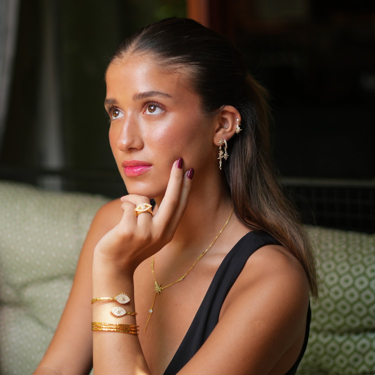 Minimalist Gold Cuff Bracelet with Three Thin Cuffs for Effortless Sophistication
