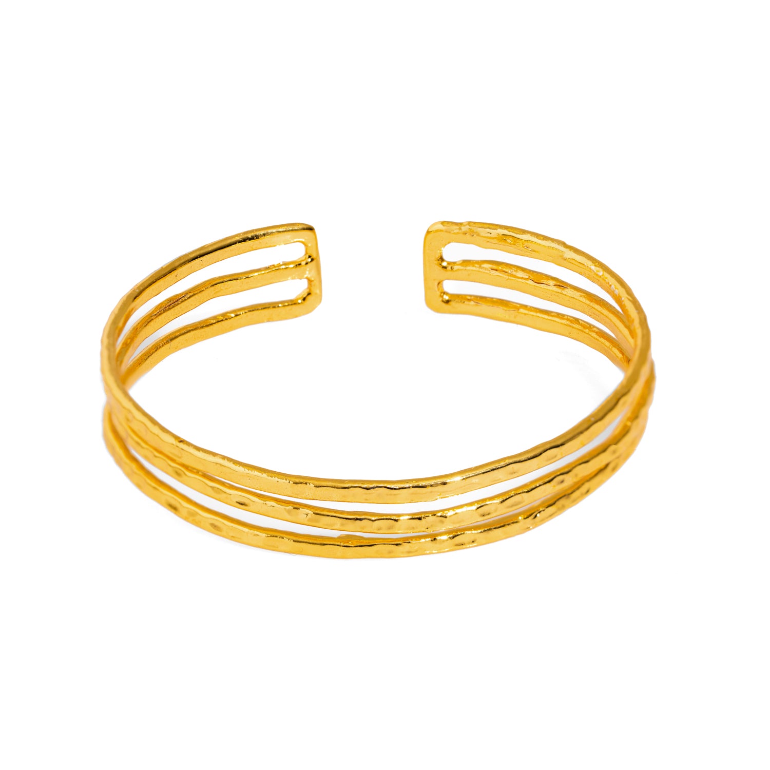 24K Gold-Plated Trio Cuff Bracelet for Minimalist Elegance and Sophistication

