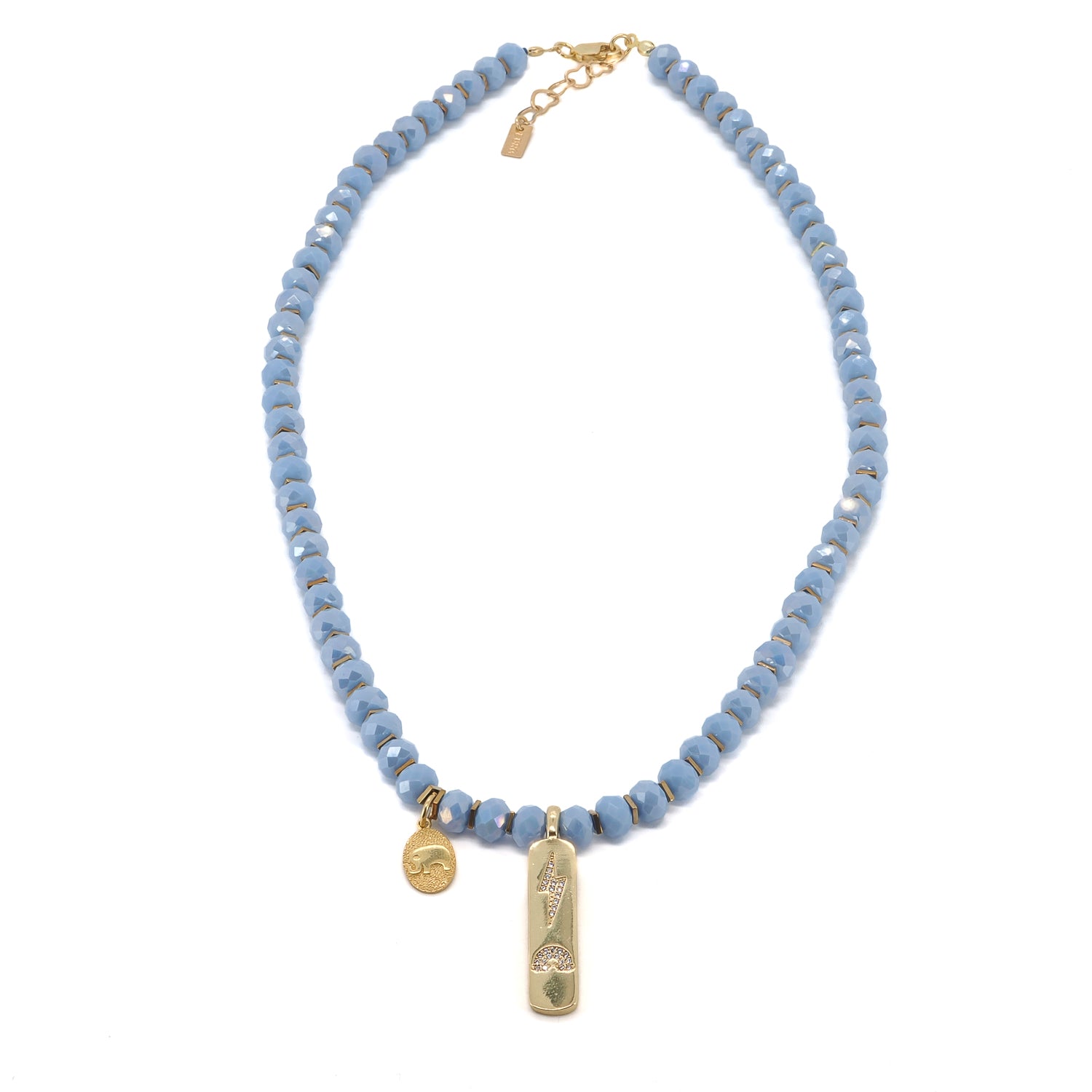 Sky blue beaded necklace symbolizing protection, strength, and spiritual balance.

