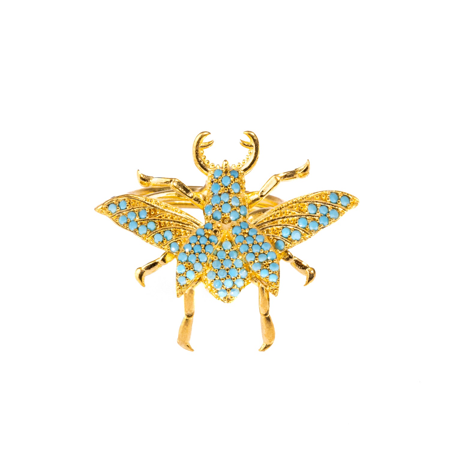 Queen Bee Turquoise &amp; Gold Chunky Ring