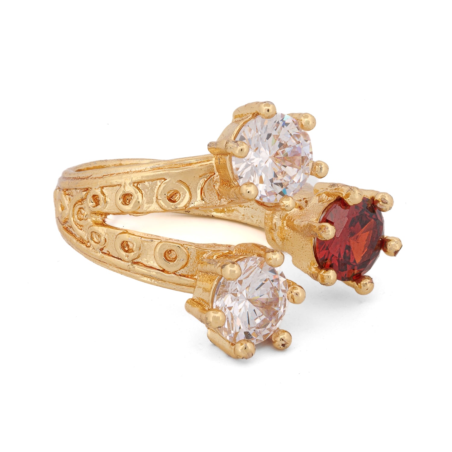 Radiant Carnelian &amp; Diamond Trio Ring