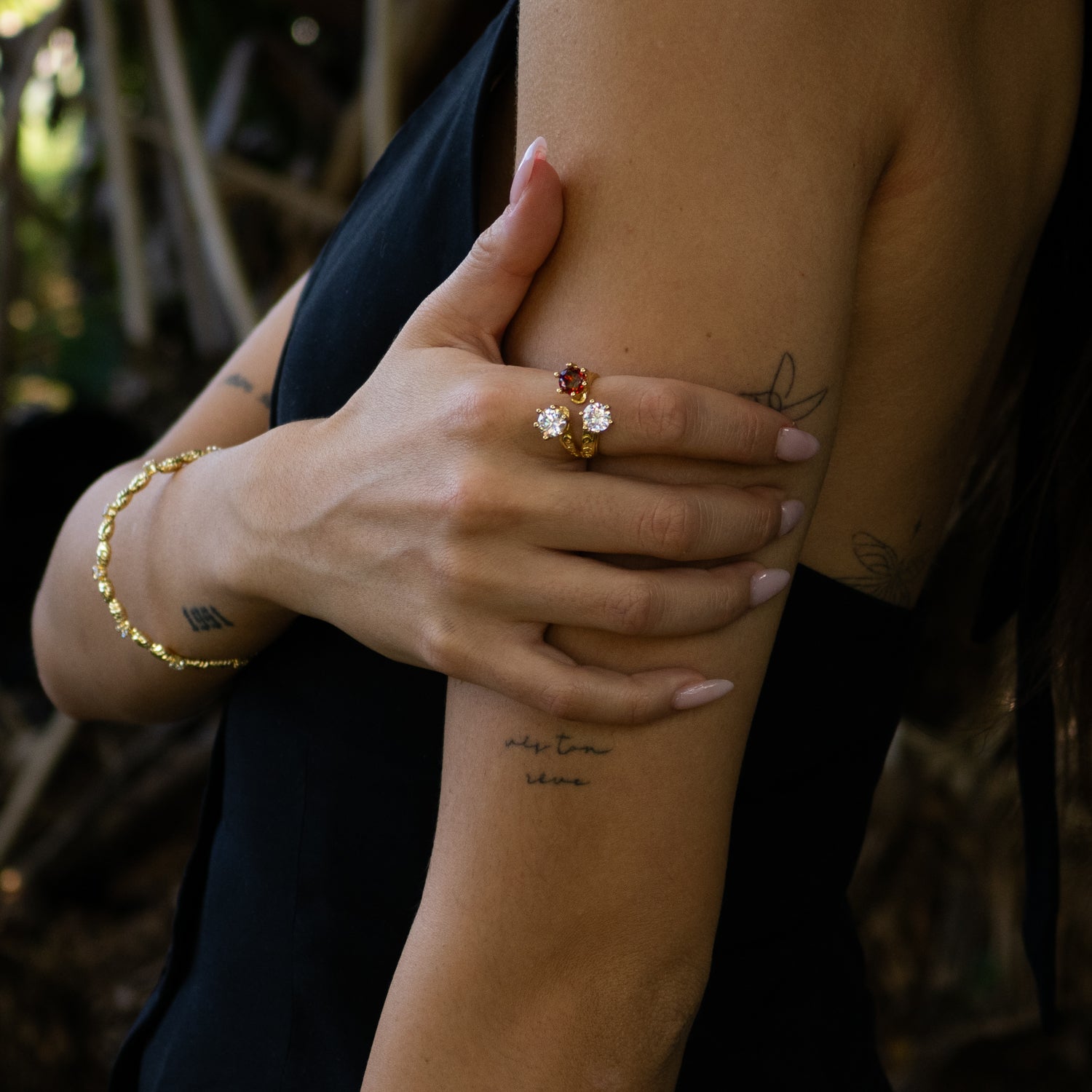 Radiant Carnelian &amp; Diamond Trio Ring