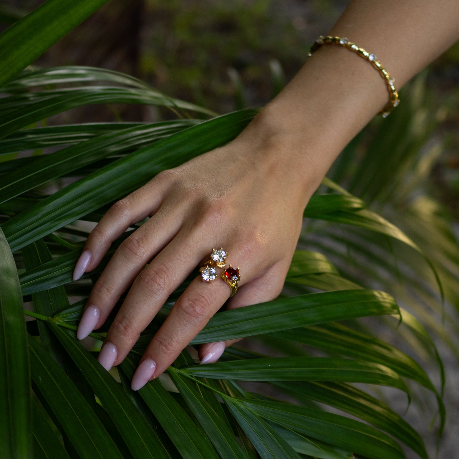 Radiant Carnelian &amp; Diamond Trio Ring