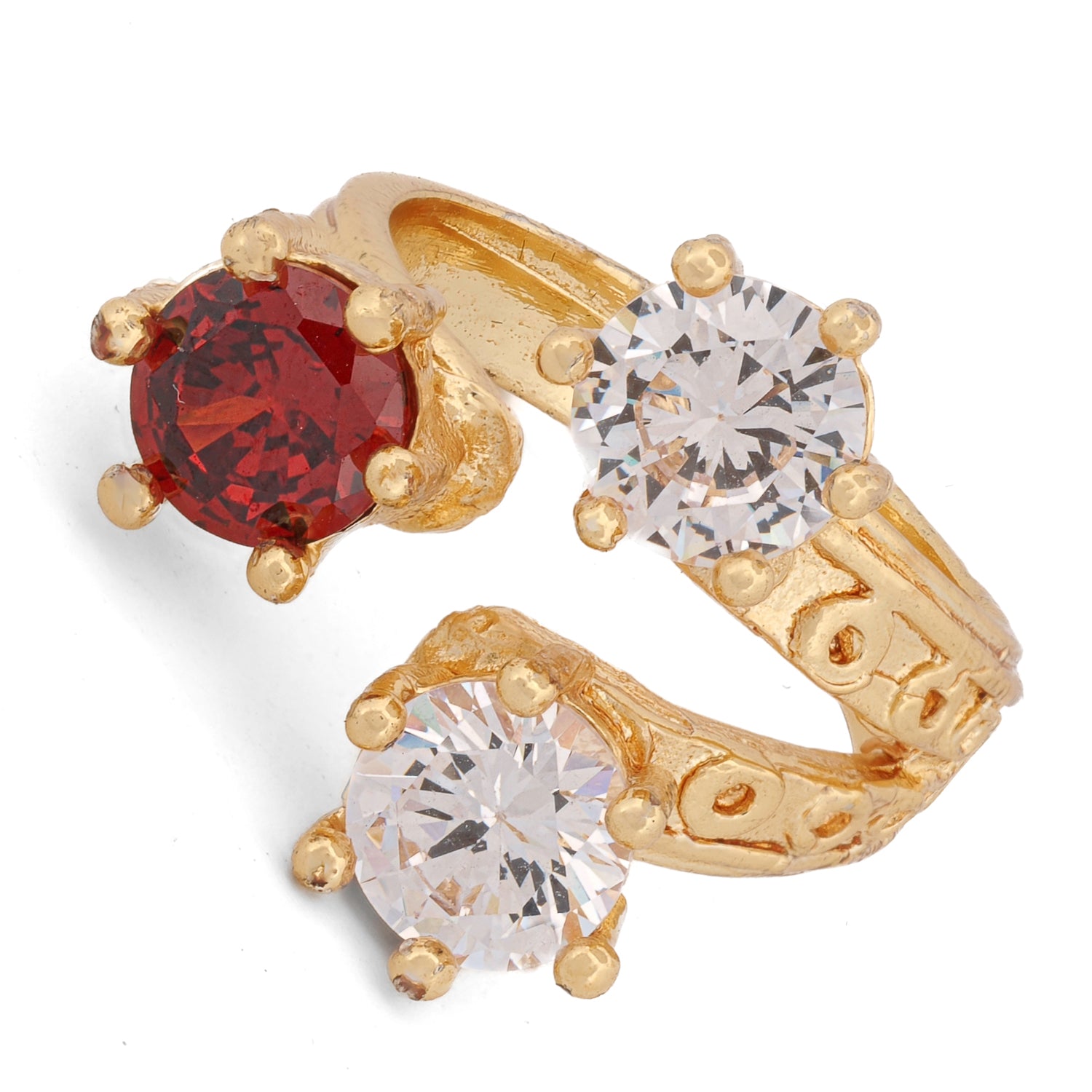 Radiant Carnelian &amp; Diamond Trio Ring