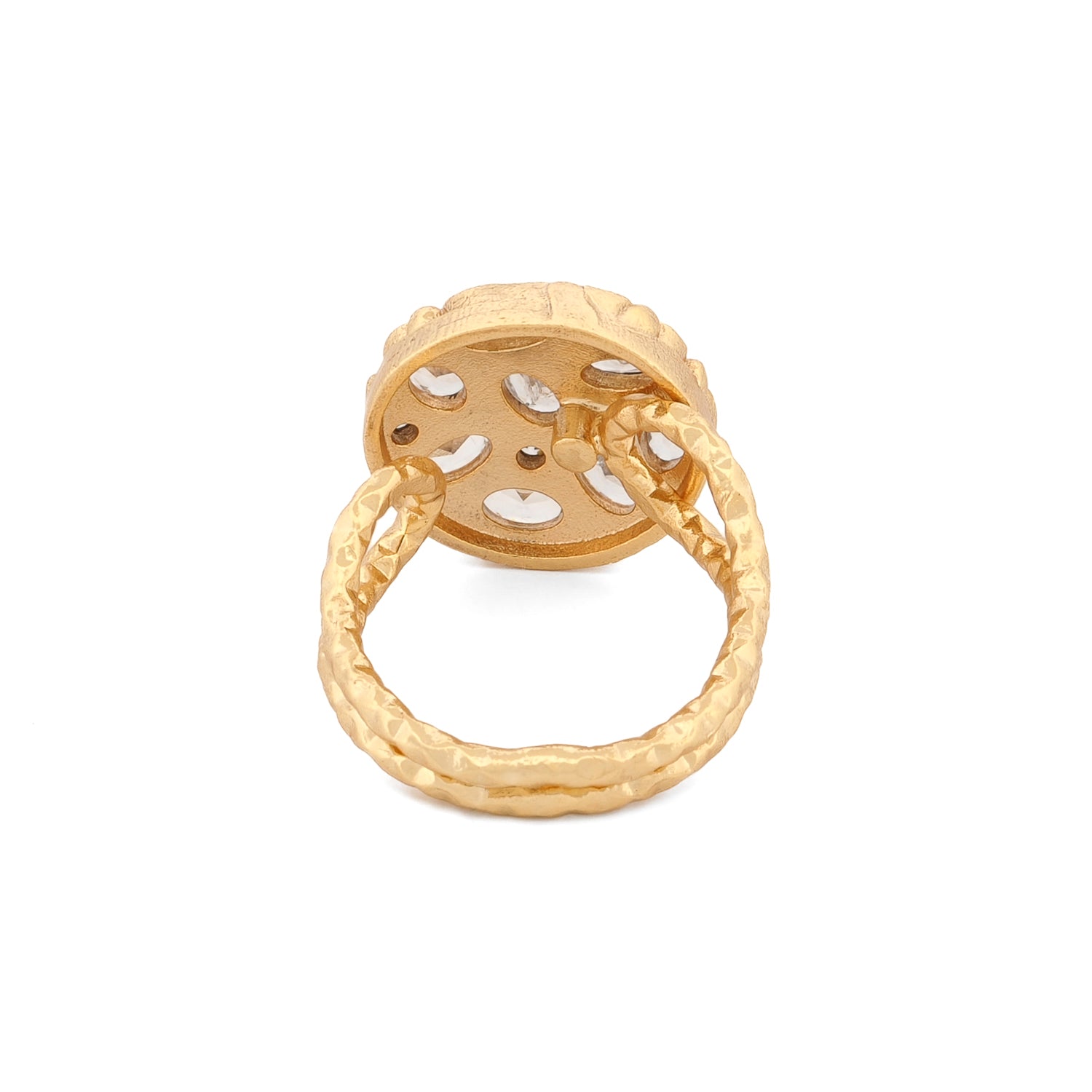 Radiant Cluster Swarovski Crystal Gold Adjustable Ring