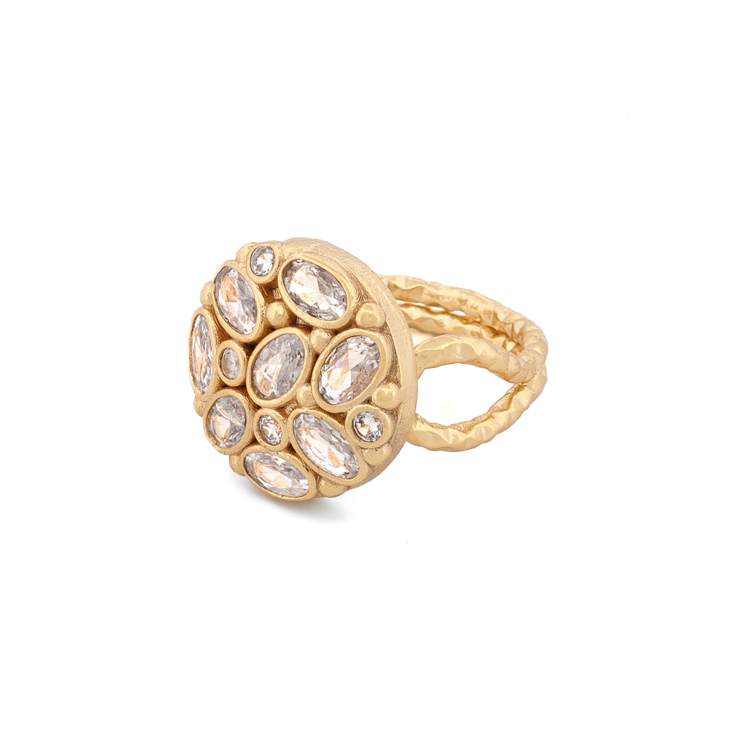 Radiant Cluster Swarovski Crystal Gold Adjustable Ring