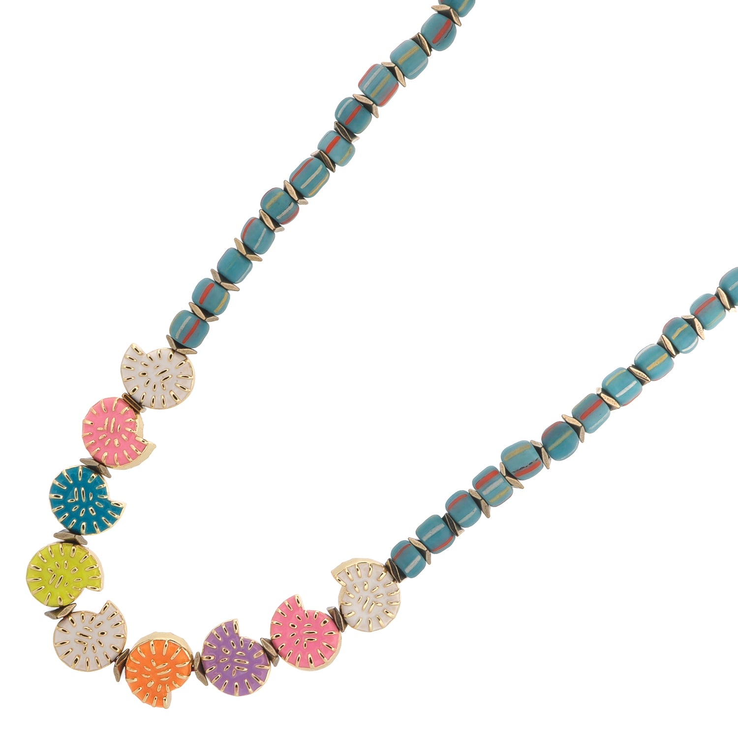 Rainbow Aura Seashell Evil Eye Handmade Necklace