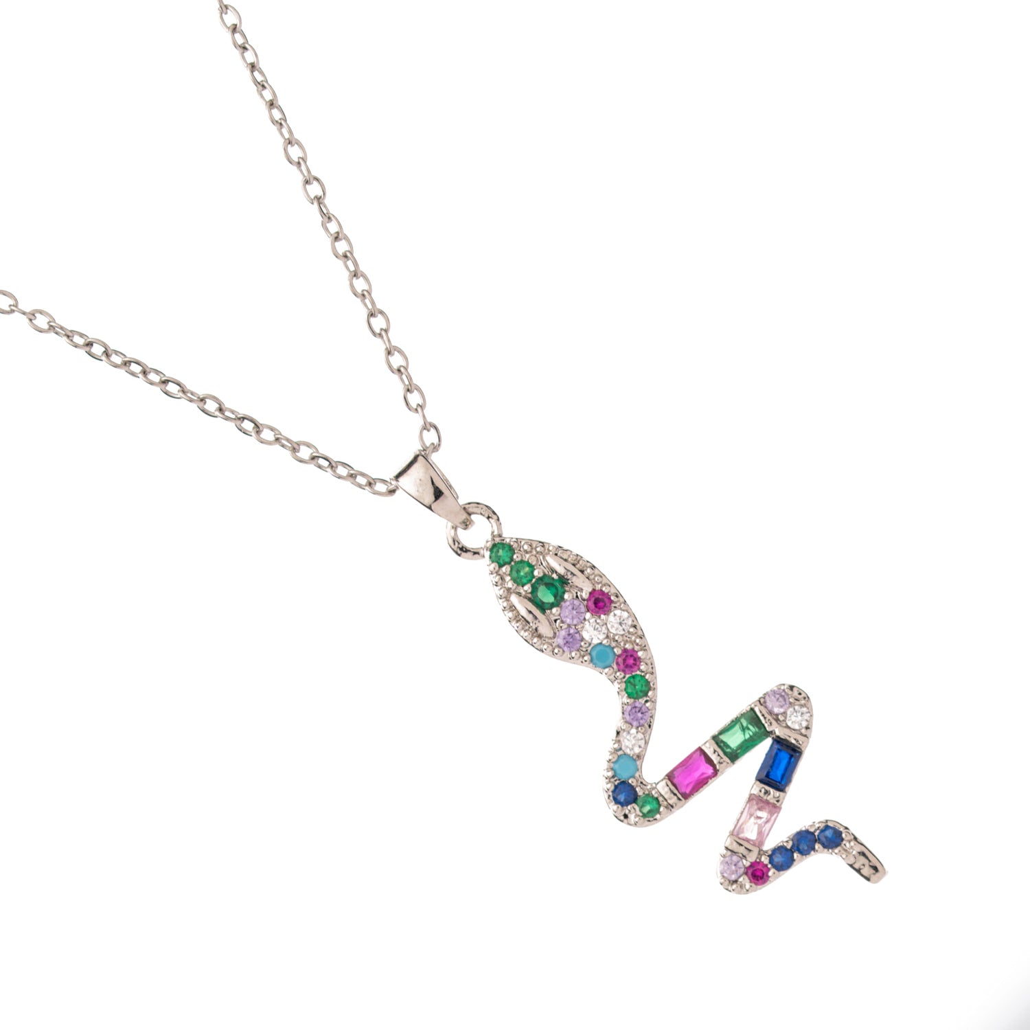 Rainbow Guardian Snake Pendant Necklace