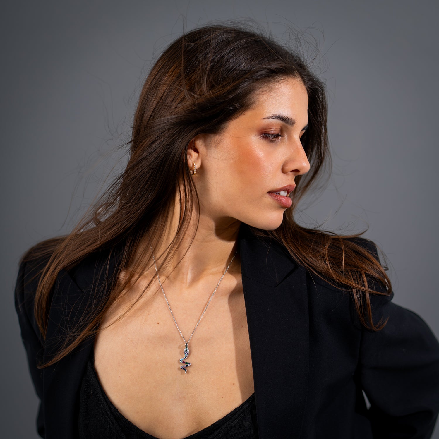 Rainbow Guardian Snake Pendant Necklace