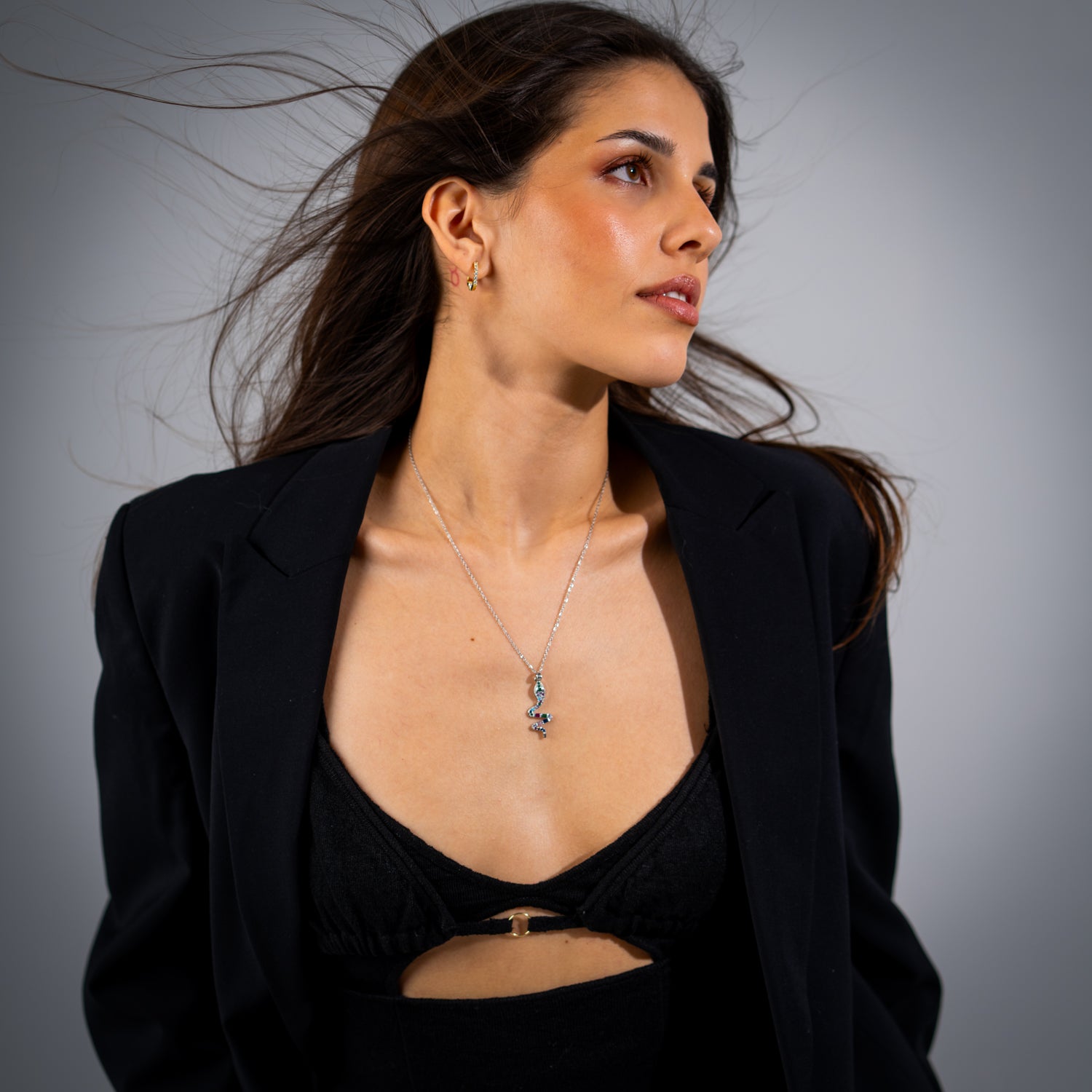 Rainbow Guardian Snake Pendant Necklace